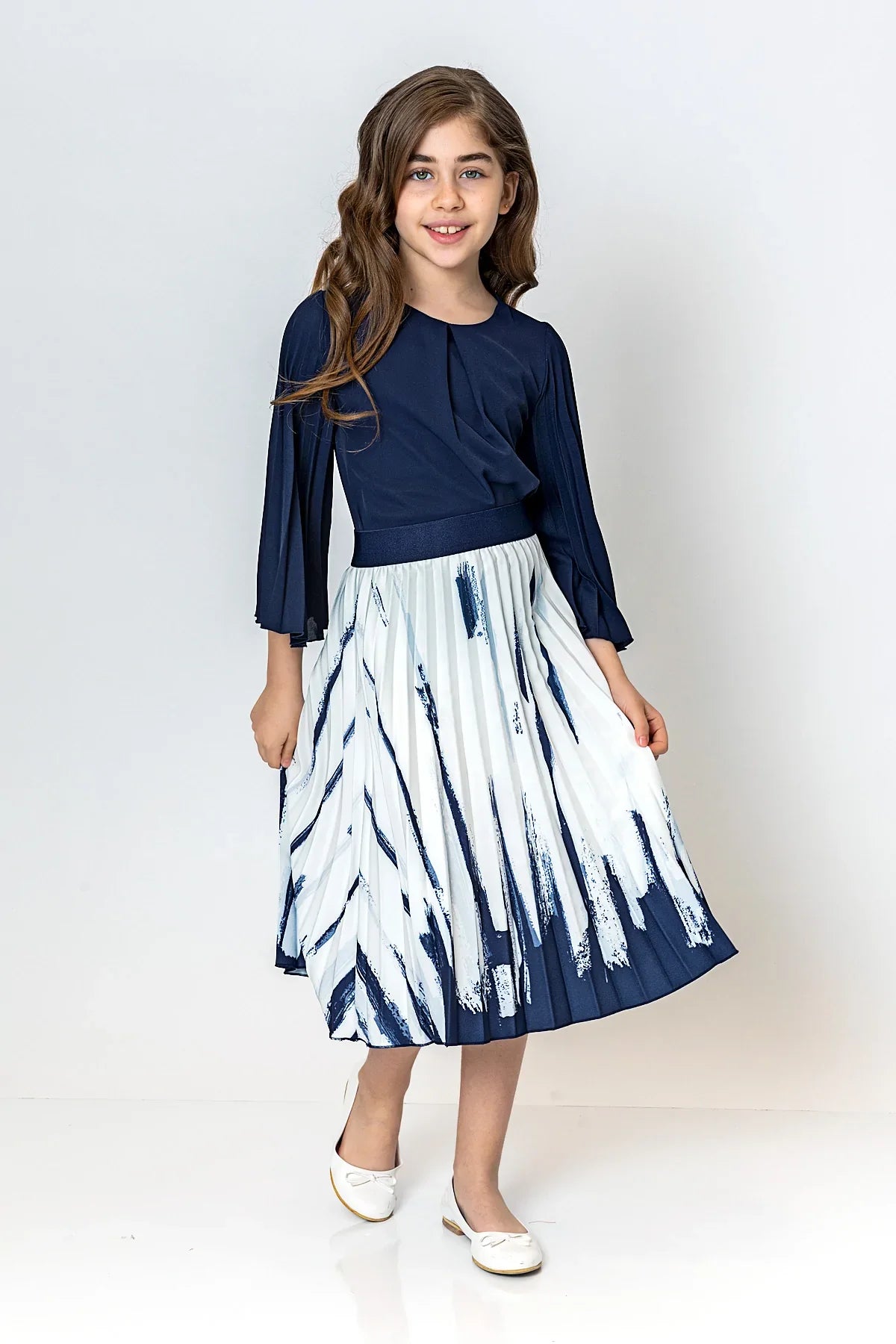 InCity Kids Girls Solid Round Neck Dress Blouse InCity Boys & Girls