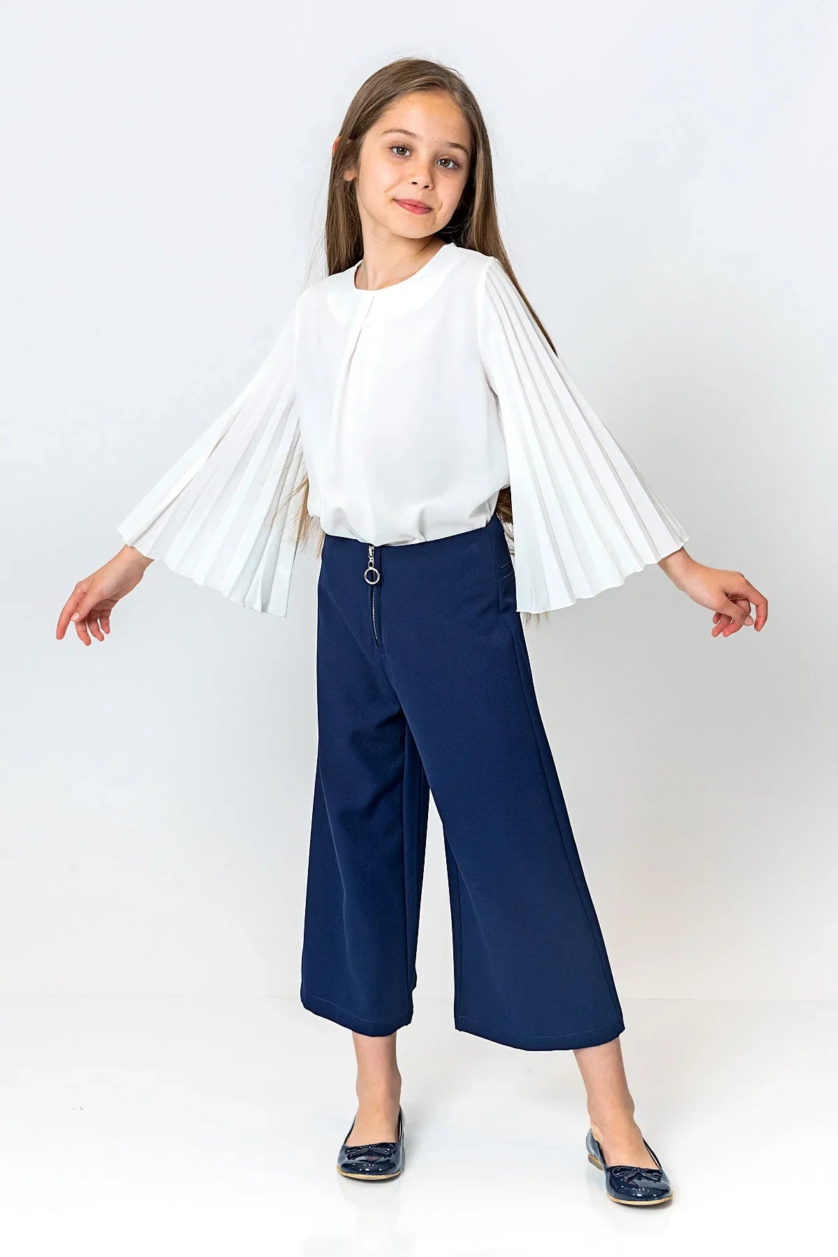 InCity Kids Girls Solid Round Neck Dress Blouse InCity Boys & Girls