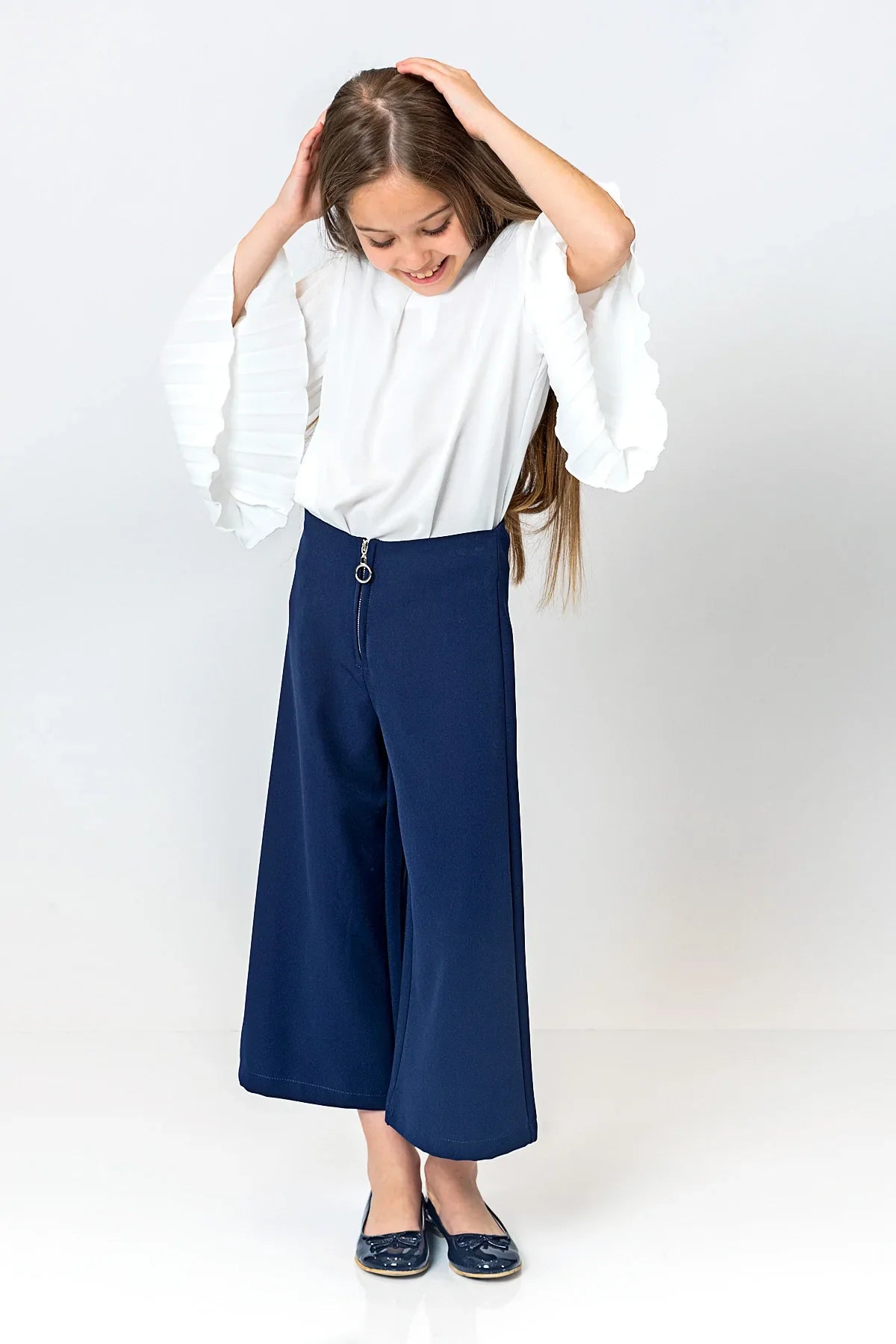 InCity Kids Girls Solid Round Neck Dress Blouse InCity Boys & Girls