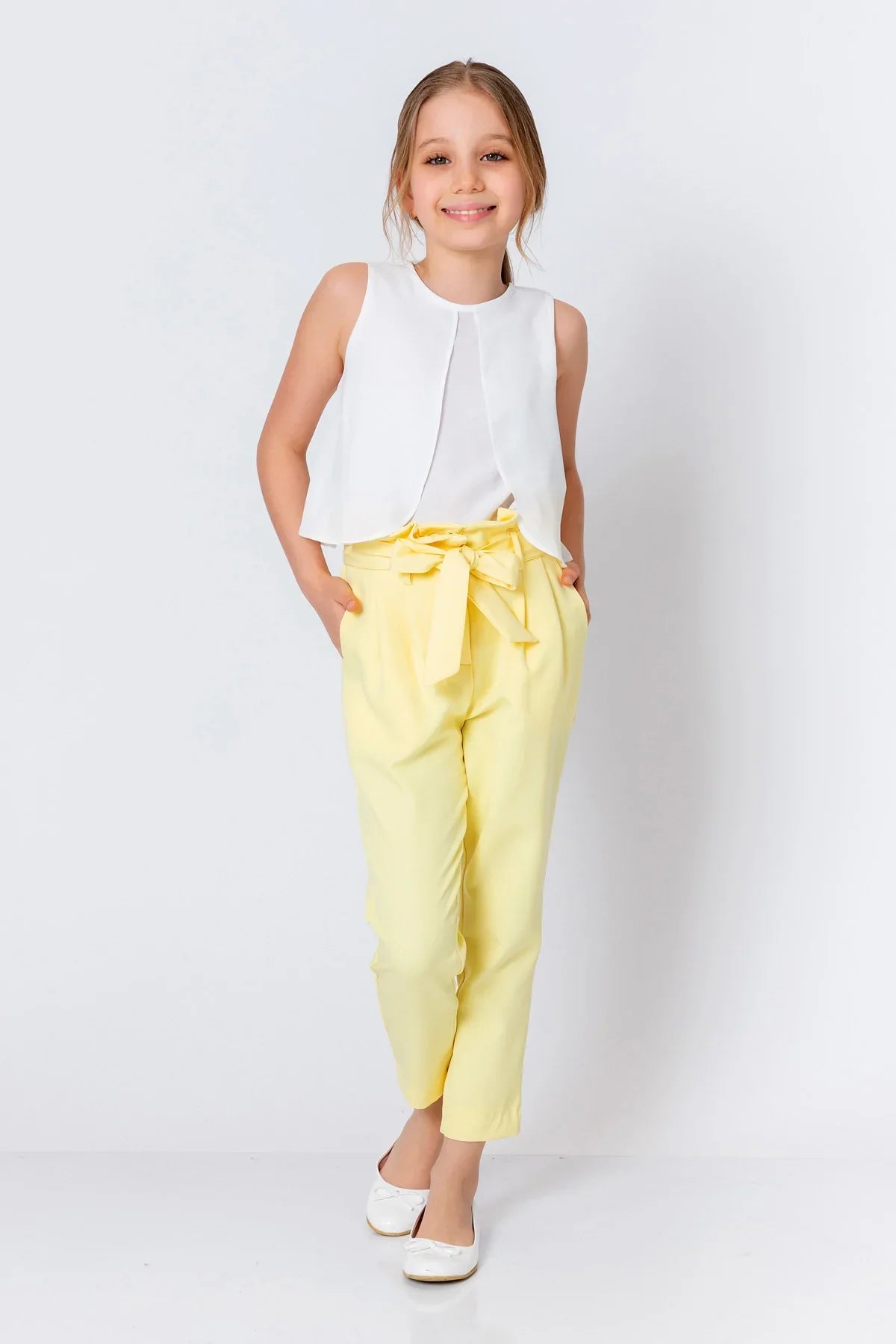 InCity Kids Girls Ribbon Belted Straight Leg Dress Pants InCity Boys & Girls