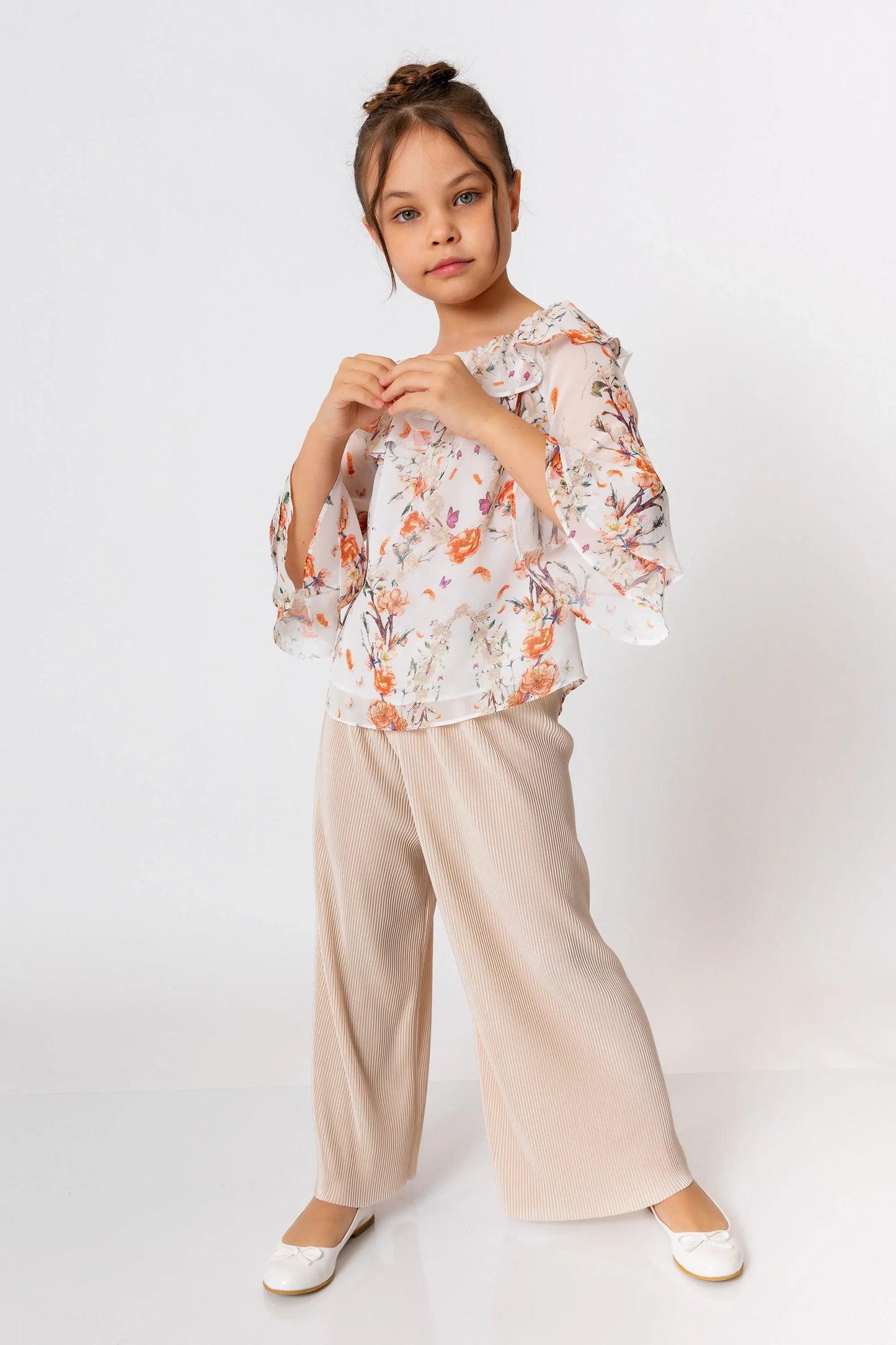 InCity Kids Girls Floral Print Ruffle Dress Blouse InCity Boys & Girls