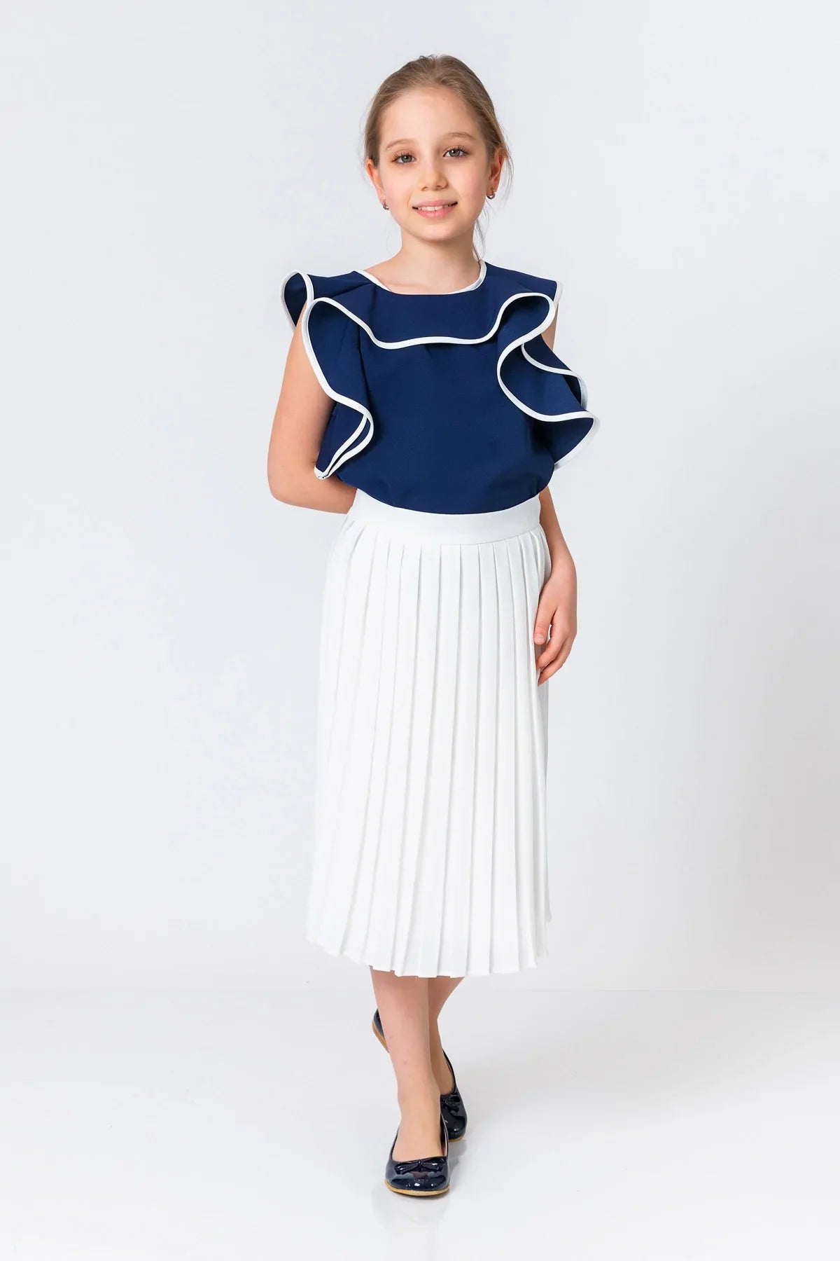 InCity Kids Girls Solid Cascade Ruffle Fashion Blouse InCity Boys & Girls