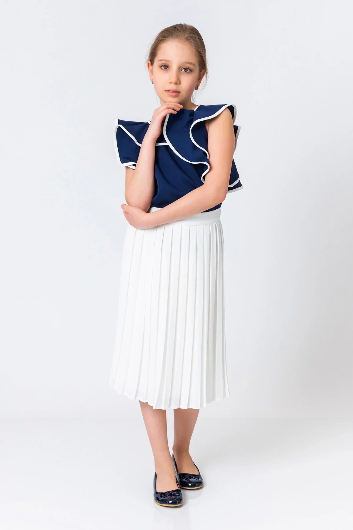 InCity Kids Girls Solid Cascade Ruffle Fashion Blouse InCity Boys & Girls