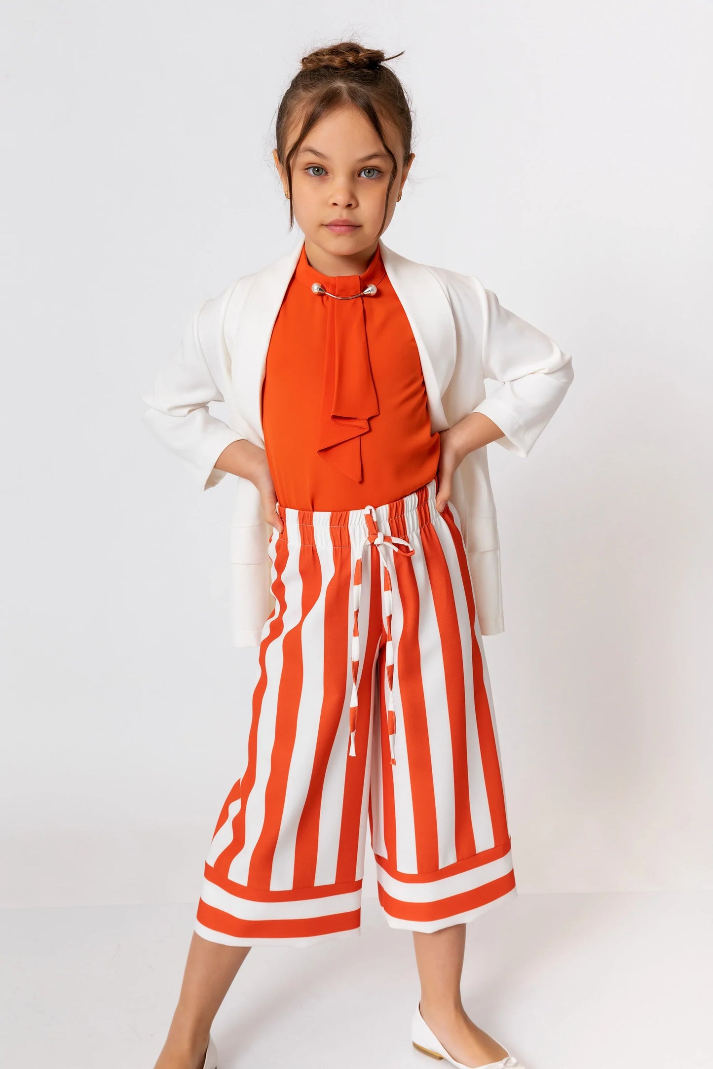 InCity Kids Girls Stripe Print Wide Leg Dress Pants InCity Boys & Girls