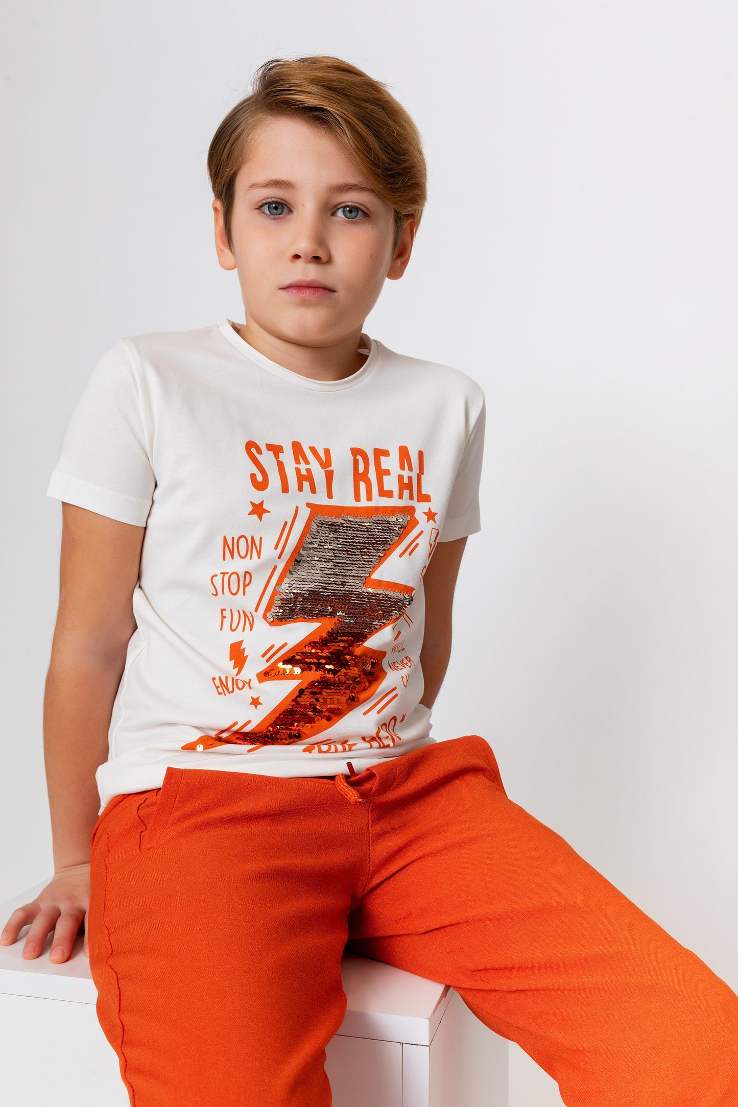 InCity Kids Boys Round Neck Short Sleeve Lightning T-Shirt InCity Boys & Girls