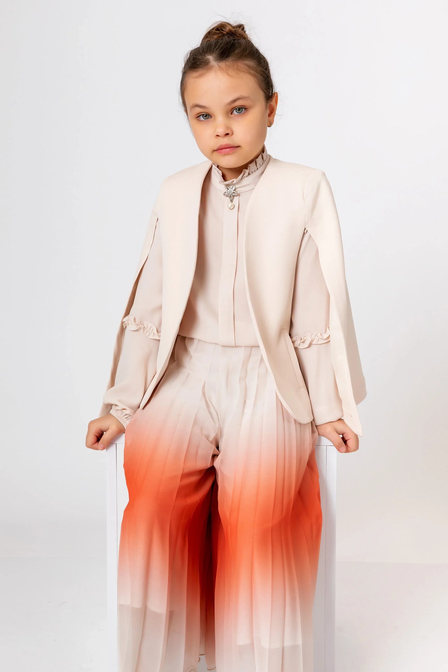 InCity Kids Girls Multicolor Pleated Elastic Waist Wide Leg Pants InCity Boys & Girls