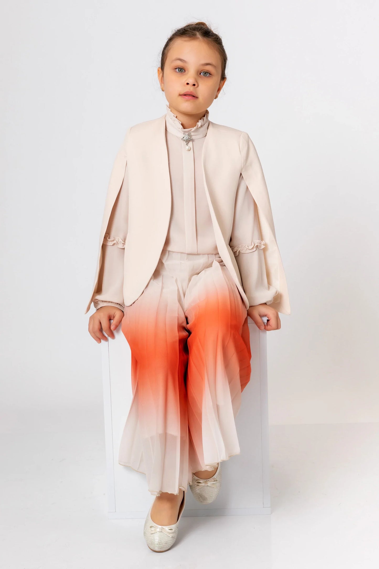 InCity Kids Girls Multicolor Pleated Elastic Waist Wide Leg Pants InCity Boys & Girls