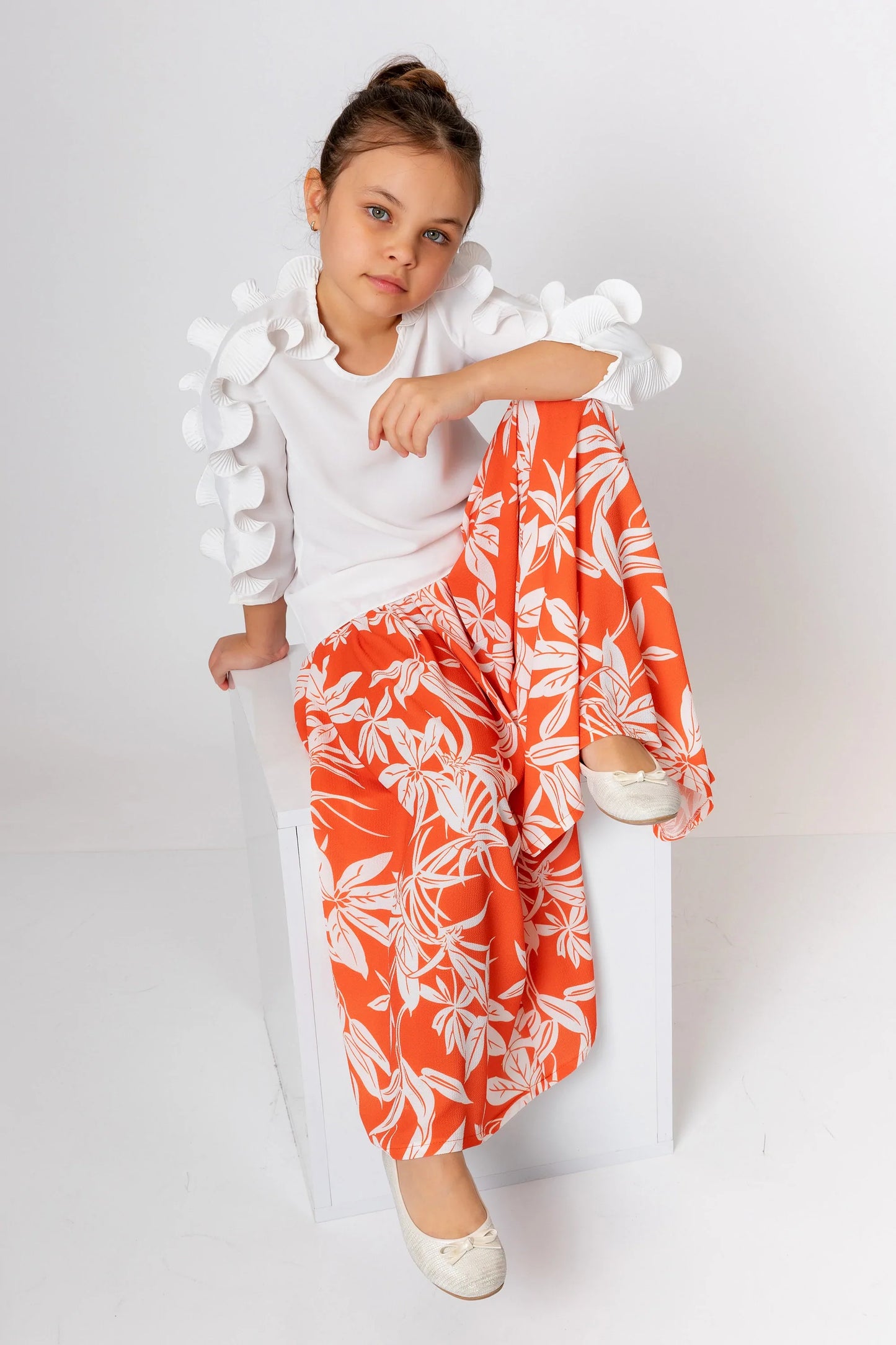 InCity Kids Girls Floral Print Wide Leg Fashion Pants InCity Boys & Girls