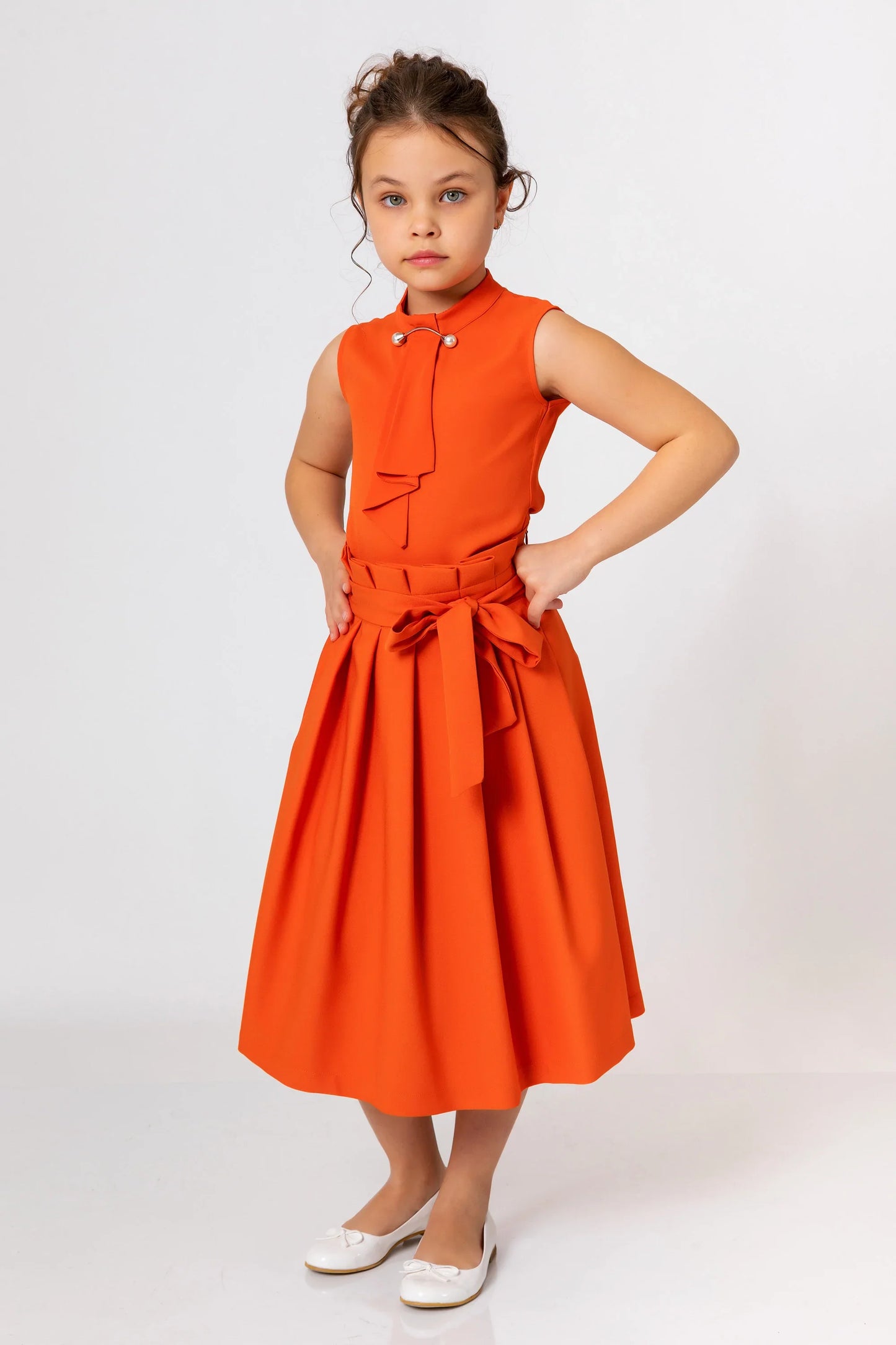 InCity Kids Girls Pleated Belted Midi Skirt InCity Boys & Girls
