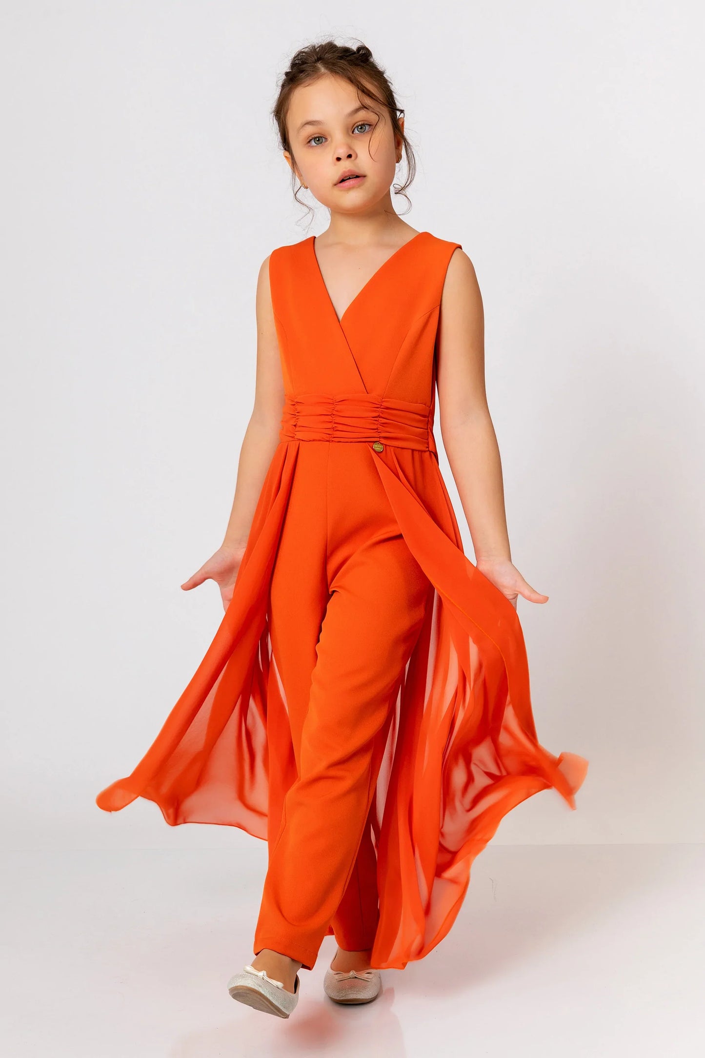 InCity Kids Girls Solid V Neck Sleeveless Gown Jumpsuit InCity Boys & Girls