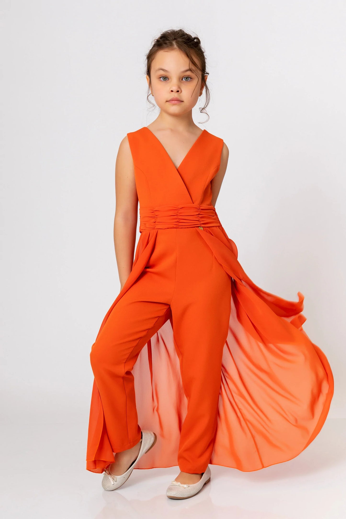 InCity Kids Girls Solid V Neck Sleeveless Gown Jumpsuit InCity Boys & Girls