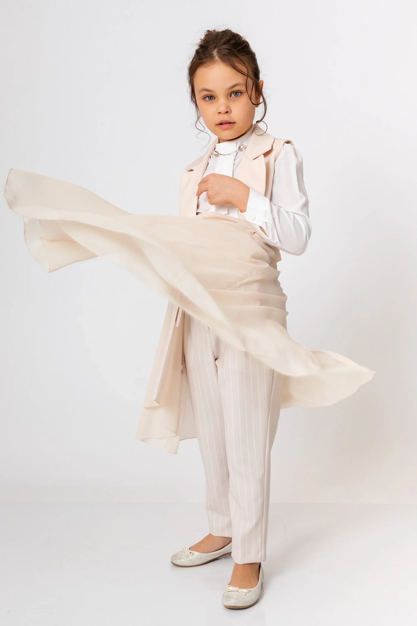 InCity Kids Girls Ribbon Belted Striped Straight Leg Dress Pants InCity Boys & Girls