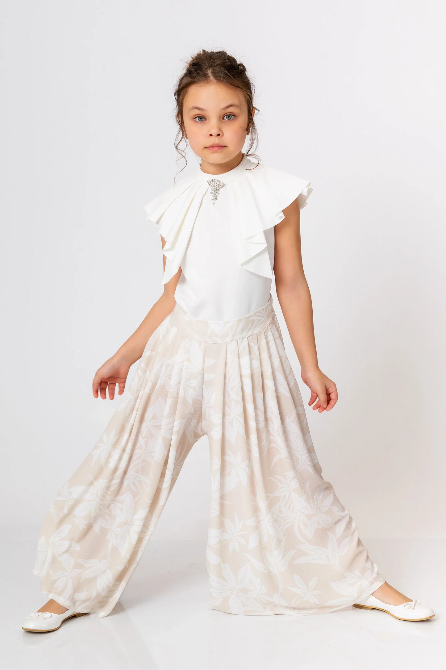 InCity Kids Girls Floral Print Wide Leg Fashion Pants InCity Boys & Girls