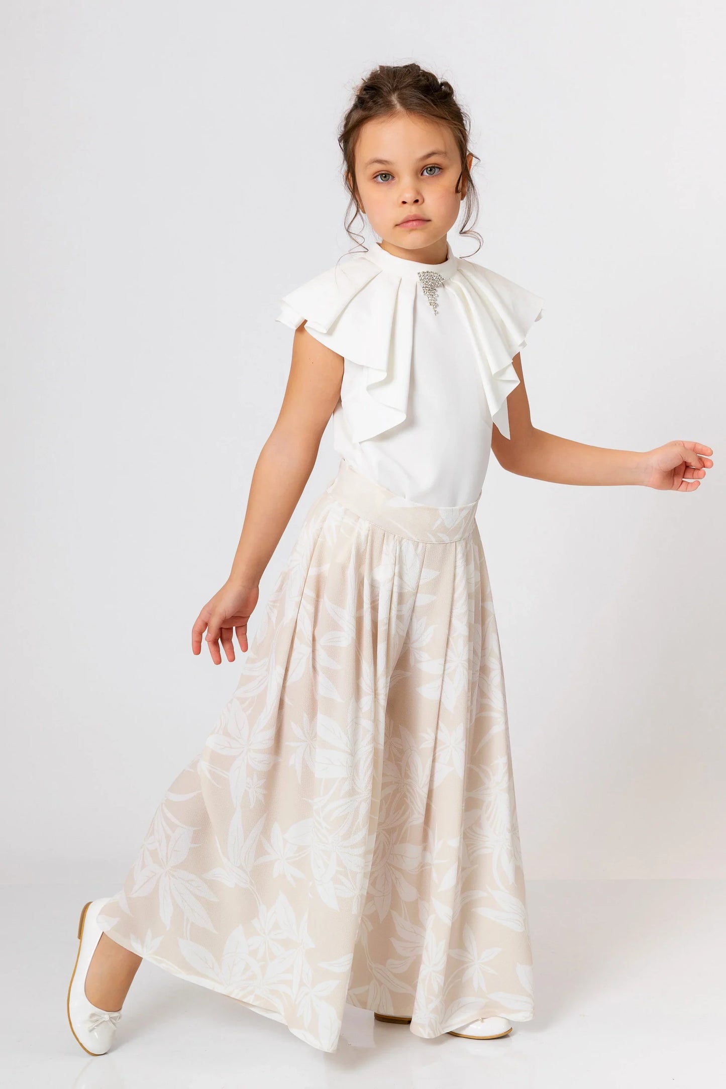 InCity Kids Girls Floral Print Wide Leg Fashion Pants InCity Boys & Girls