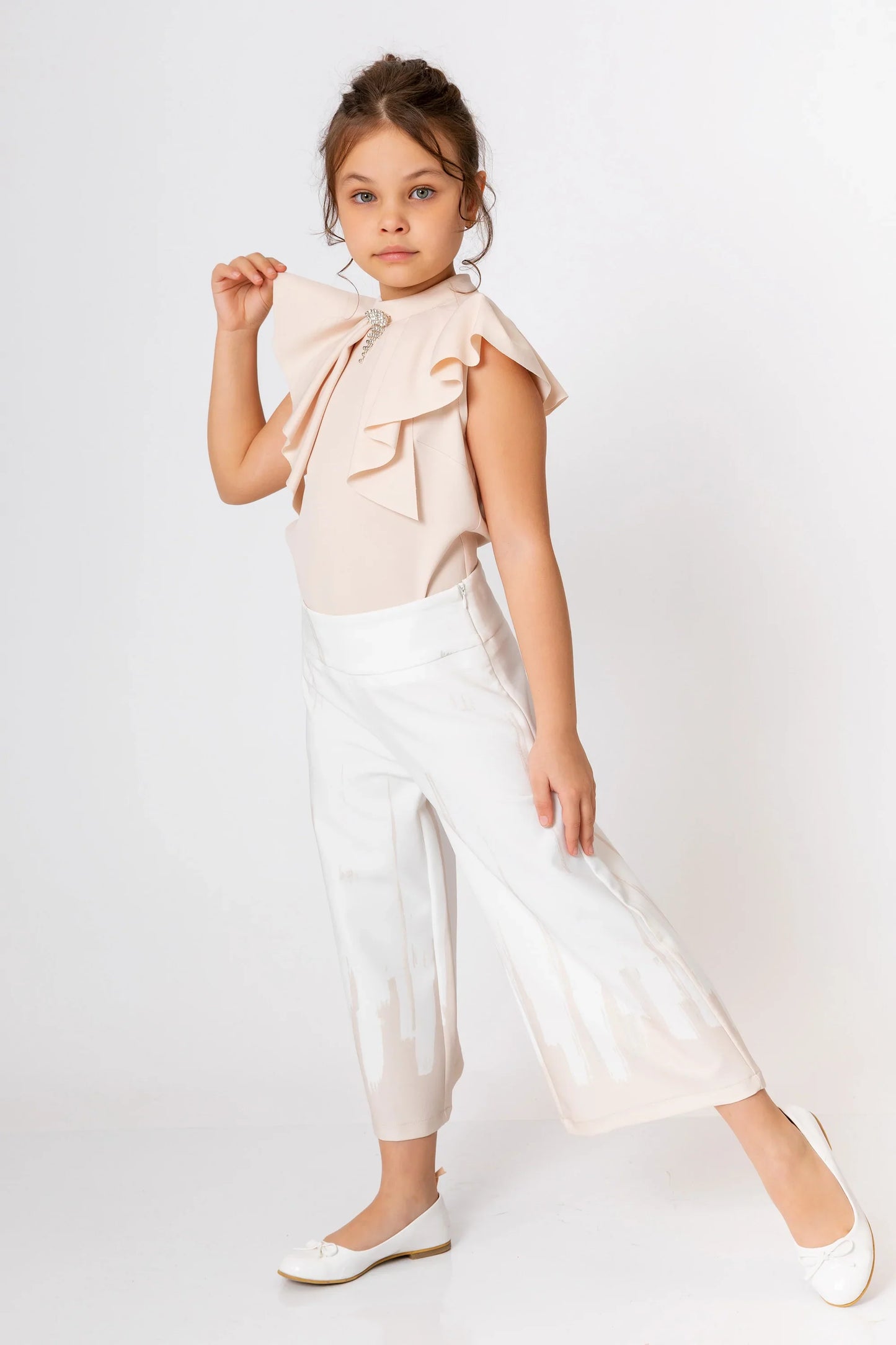 InCity Kids Girls Solid Sleeveless Cascade Dress Blouse InCity Boys & Girls