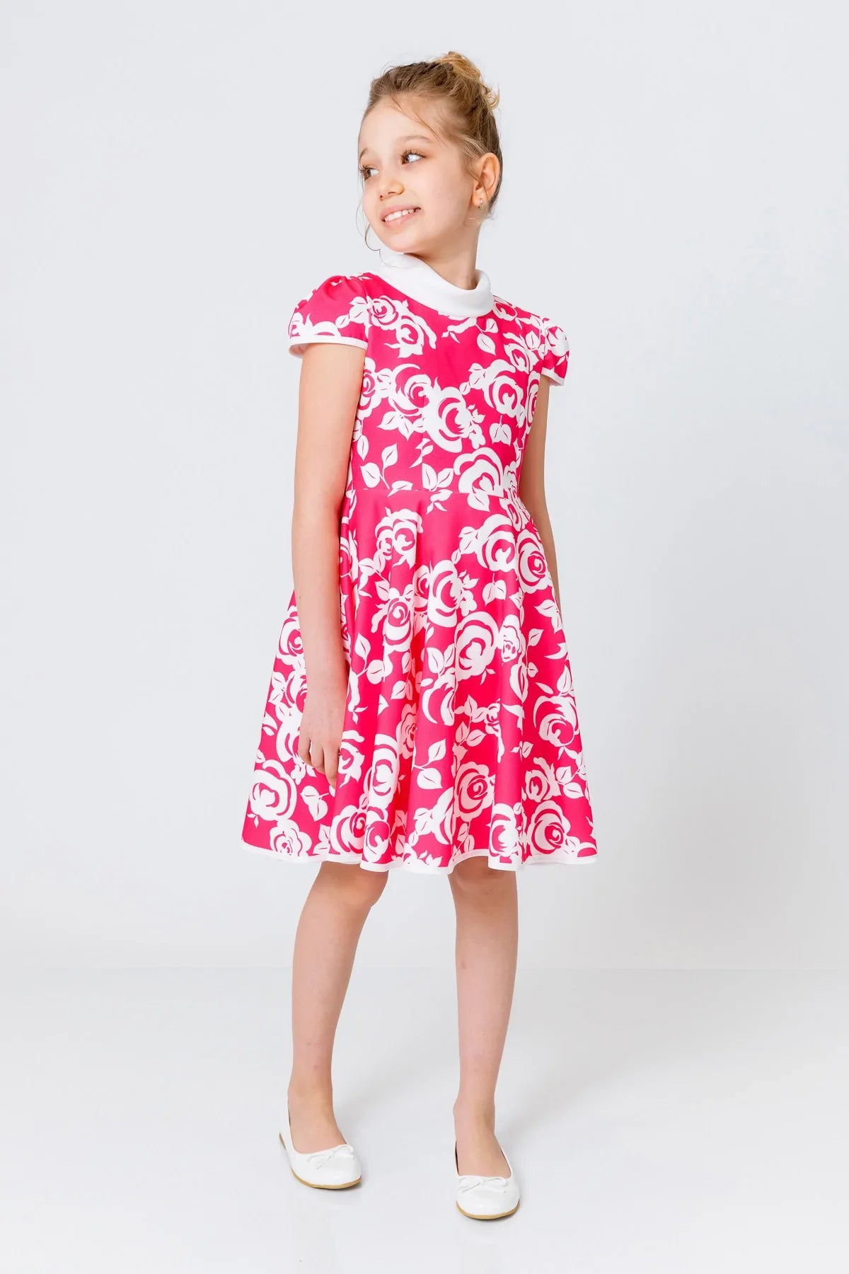 InCity Kids Girls Jabot Collar Floral Ruffle Flare Dress InCity Boys & Girls