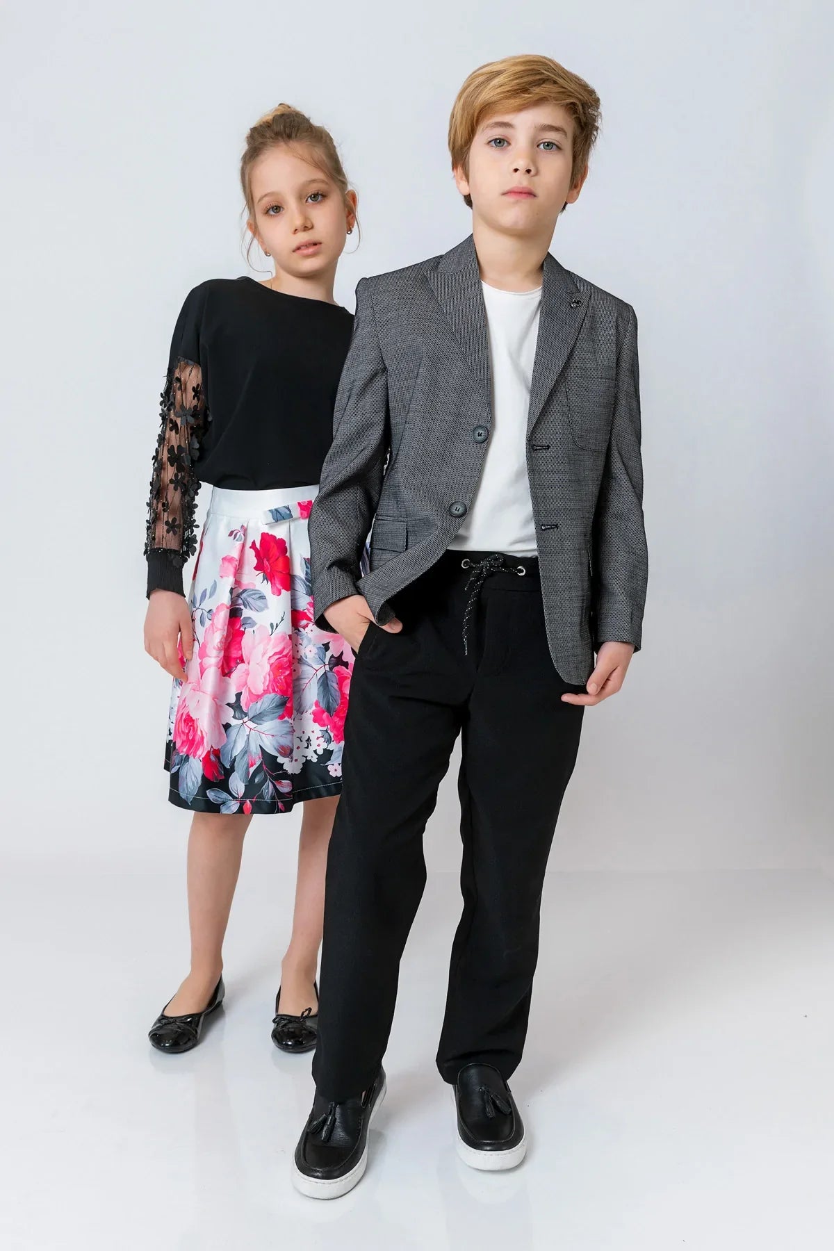 InCity Kids Girls Solid Transparent Floral Sleeve Dress Blouse InCity Boys & Girls