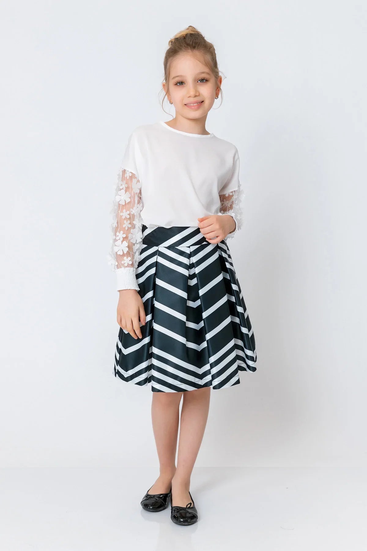 InCity Kids Girls Solid Transparent Floral Sleeve Dress Blouse InCity Boys & Girls