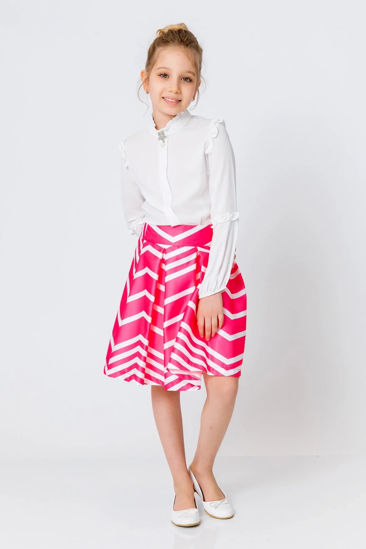 InCity Kids Girls Solid Ruffle Bell Sleeve Zipper Dress Blouse InCity Boys & Girls