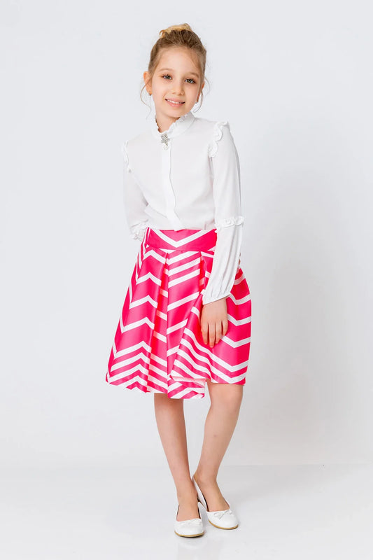 InCity Kids Girls Solid Ruffle Bell Sleeve Zipper Dress Blouse InCity Boys & Girls