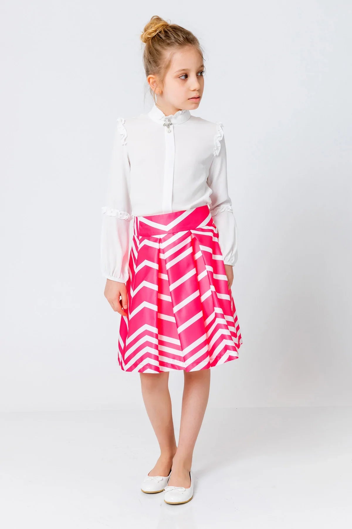 InCity Kids Girls Solid Ruffle Bell Sleeve Zipper Dress Blouse InCity Boys & Girls