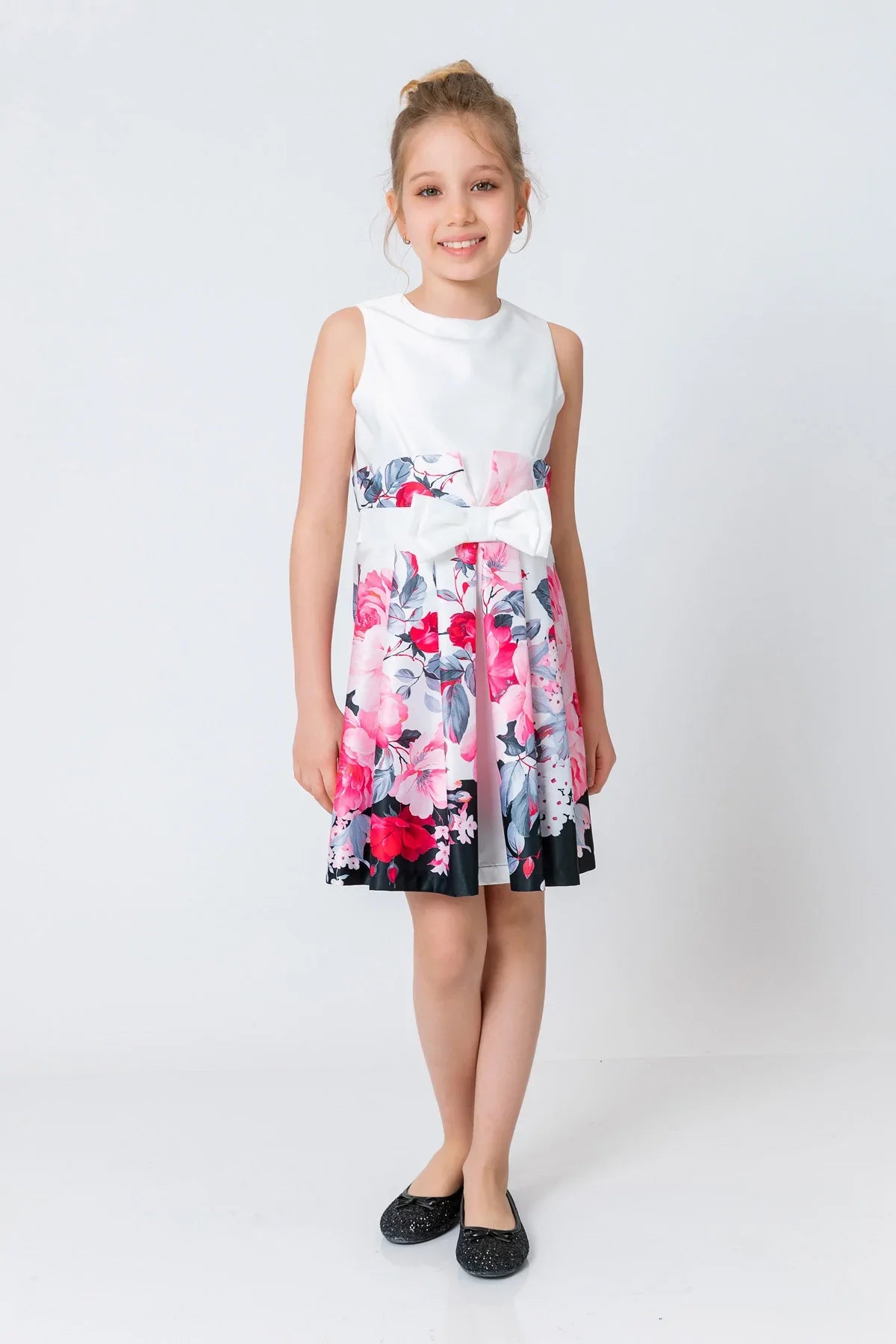 InCity Kids Girls Floral Print Ribbon Fashion Dress InCity Boys & Girls