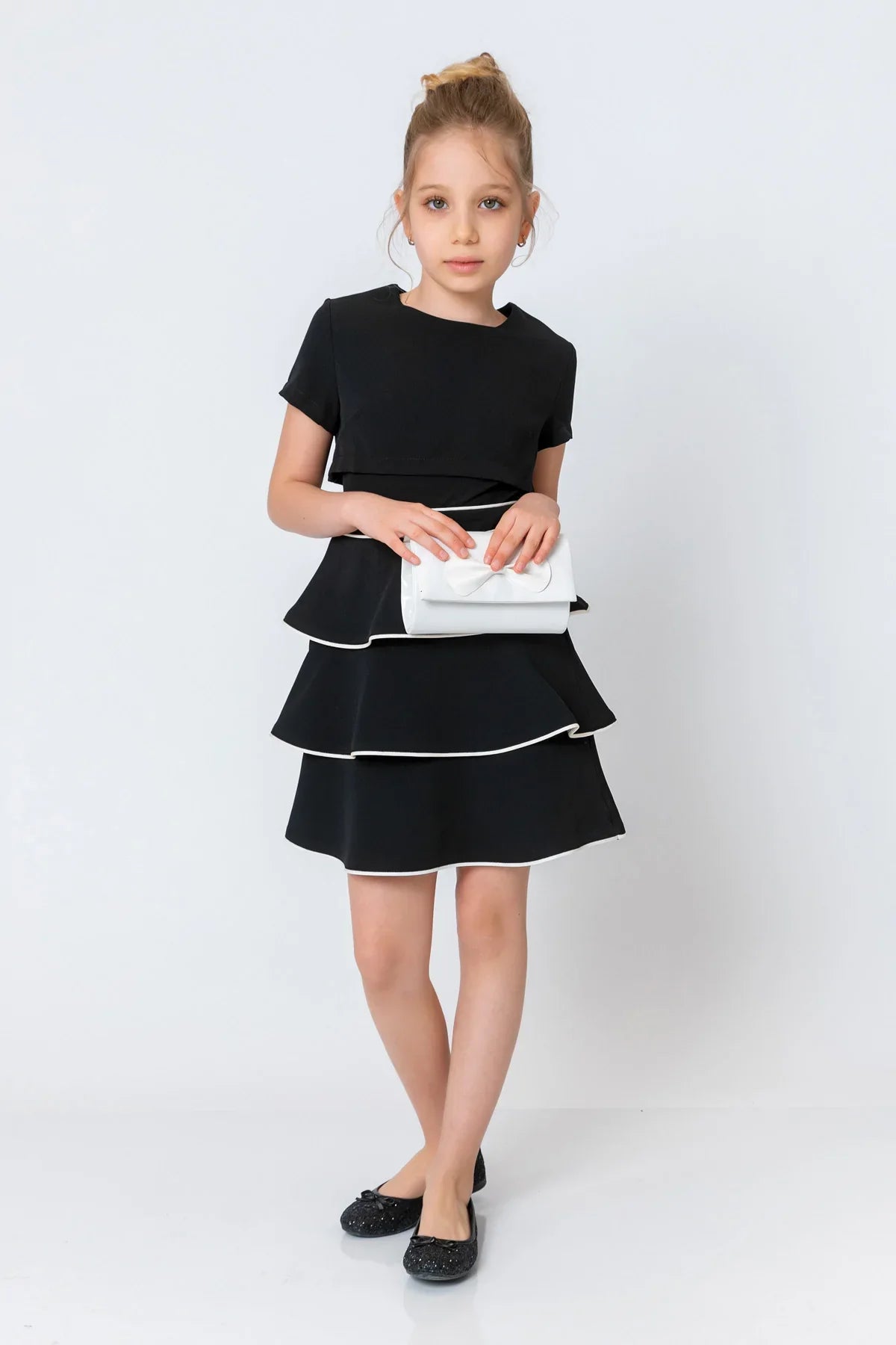 InCity Kids Girls Short Sleeve Layered Back Zipper Fashion Dress InCity Boys & Girls