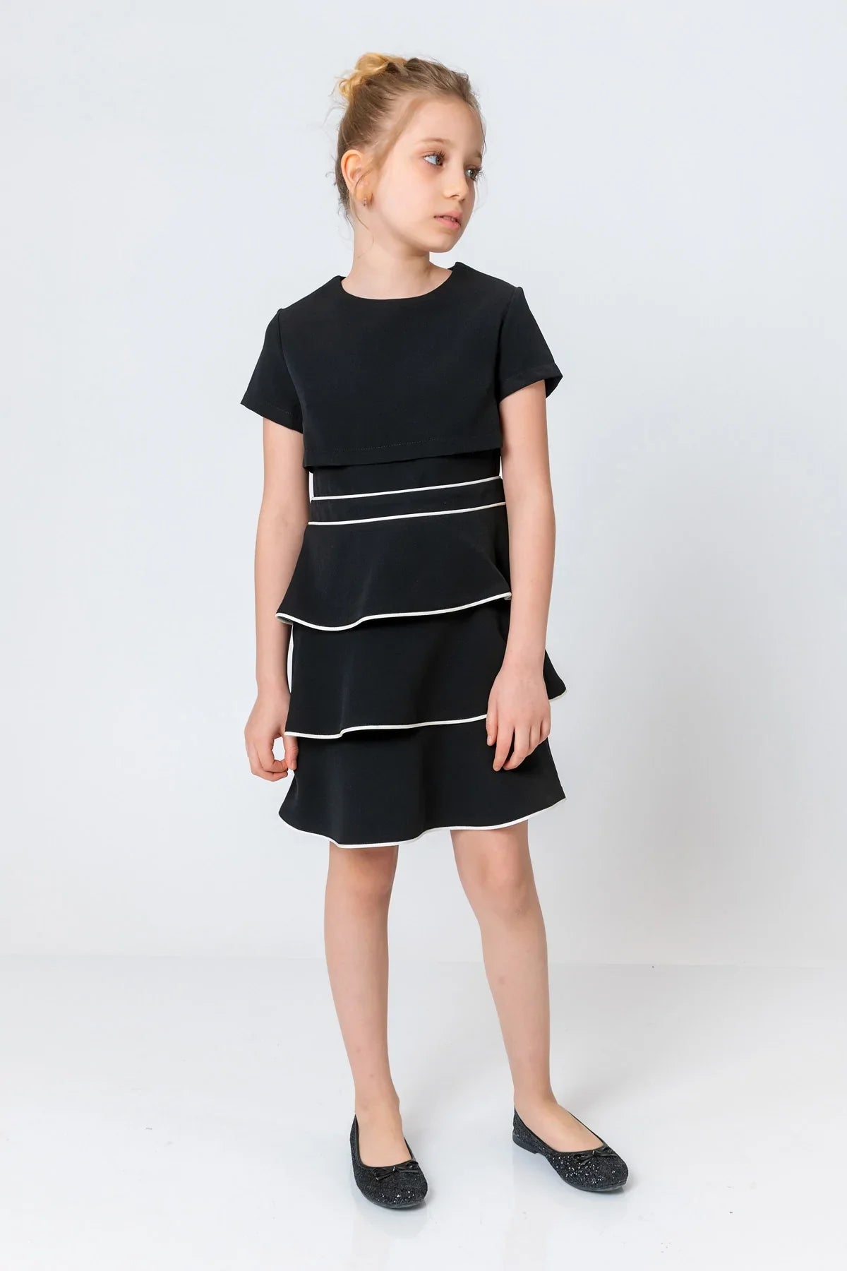 InCity Kids Girls Short Sleeve Layered Back Zipper Fashion Dress InCity Boys & Girls