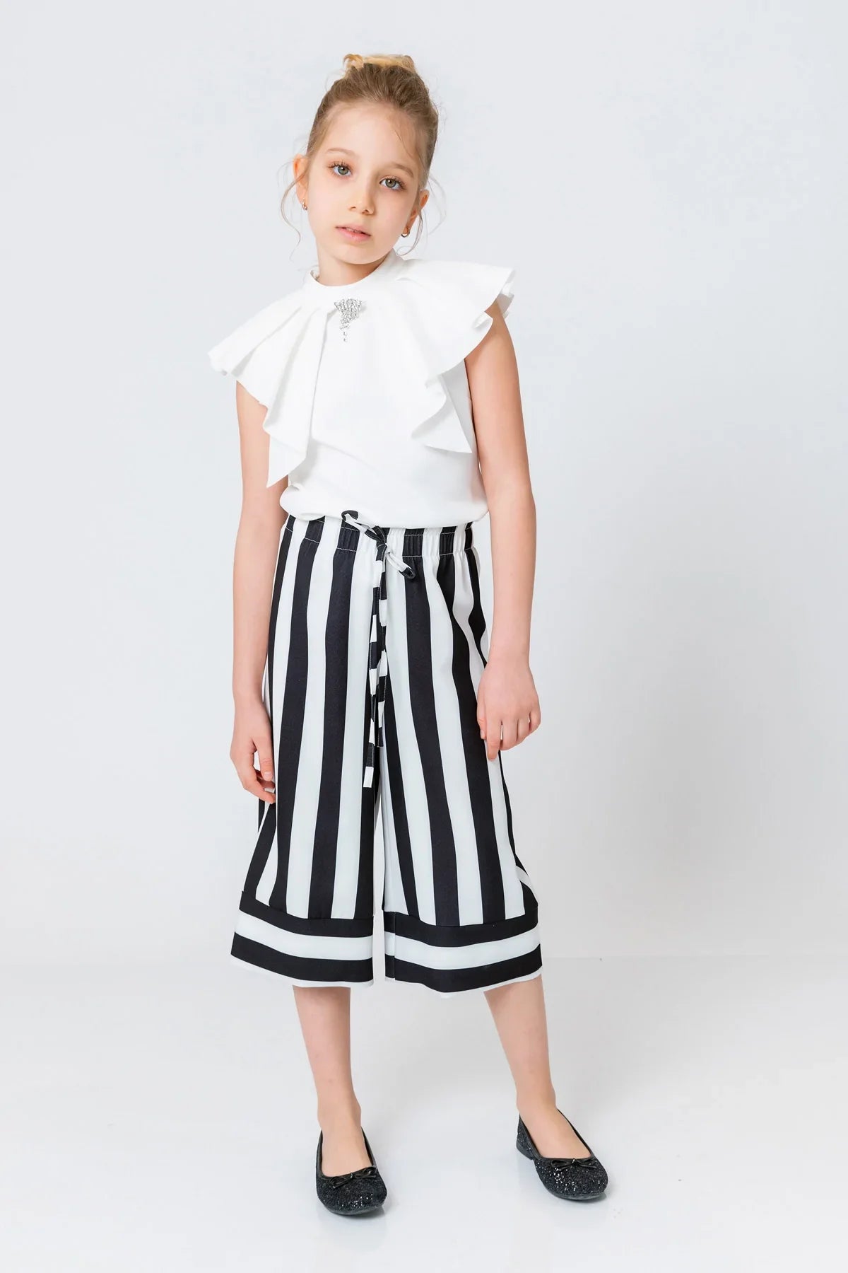 InCity Kids Girls Stripe Print Wide Leg Dress Pants InCity Boys & Girls