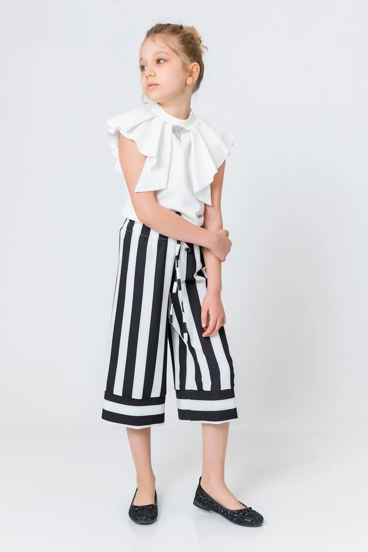 InCity Kids Girls Stripe Print Wide Leg Dress Pants InCity Boys & Girls