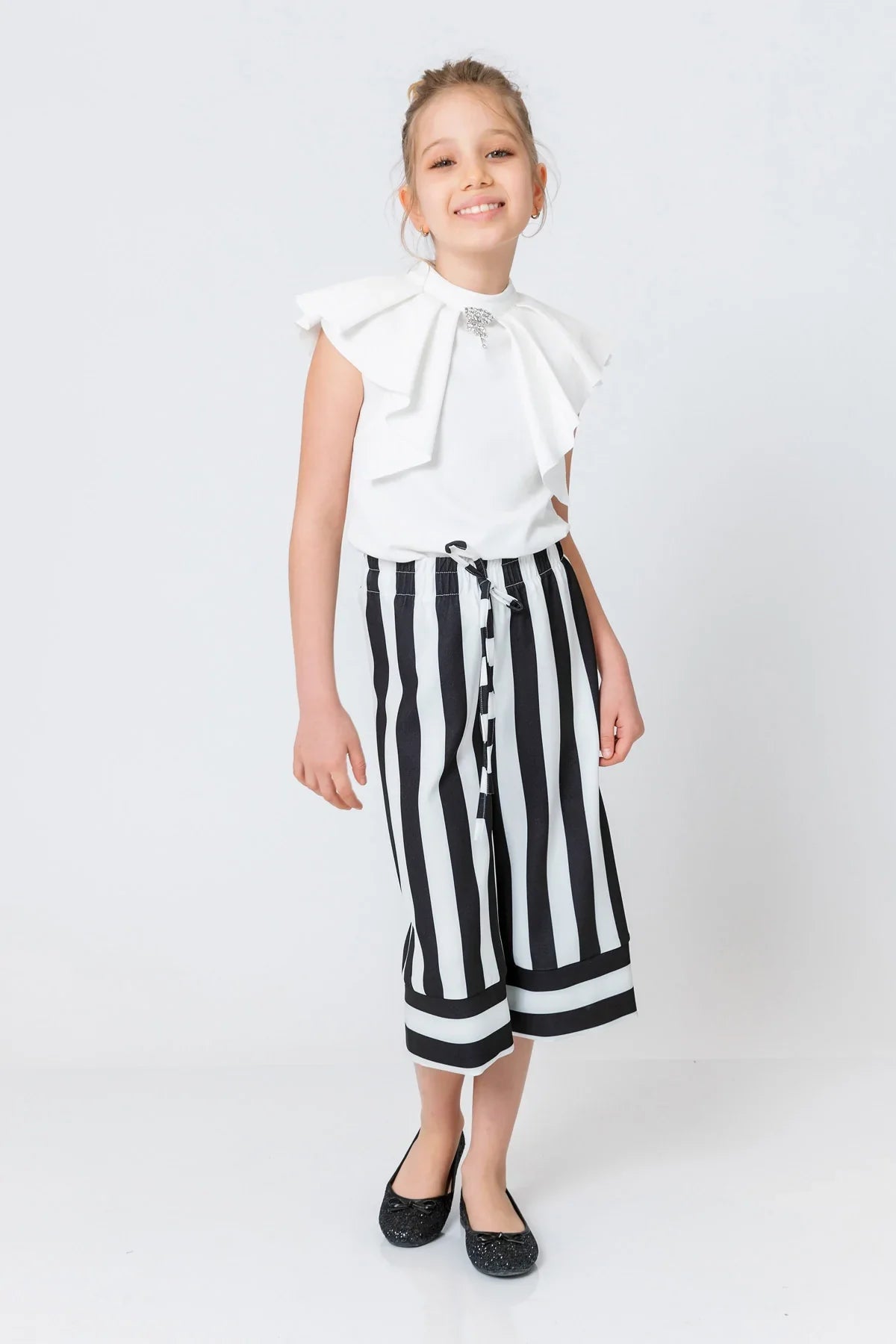 InCity Kids Girls Stripe Print Wide Leg Dress Pants InCity Boys & Girls