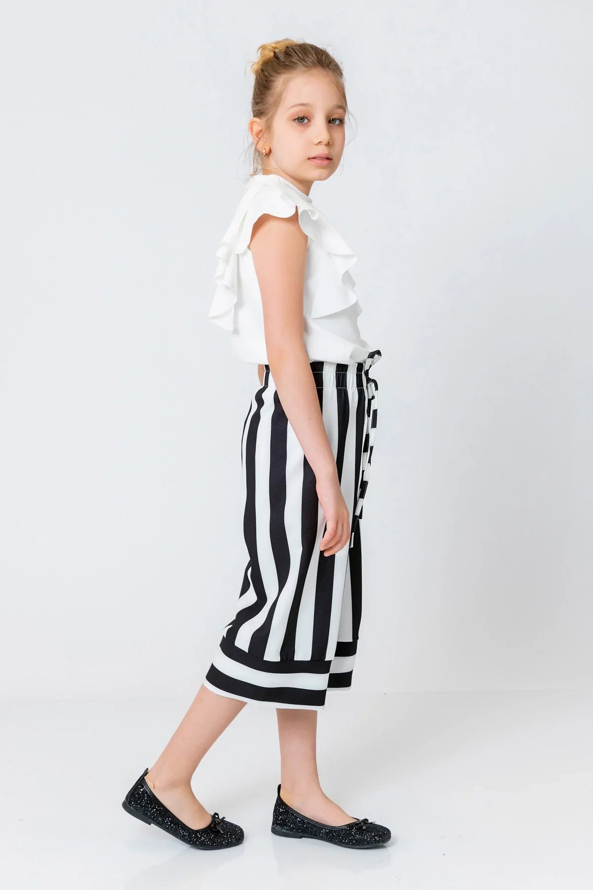 InCity Kids Girls Stripe Print Wide Leg Dress Pants InCity Boys & Girls