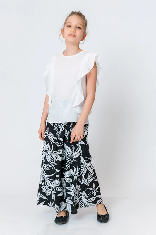 InCity Kids Girls Floral Print Wide Leg Fashion Pants InCity Boys & Girls