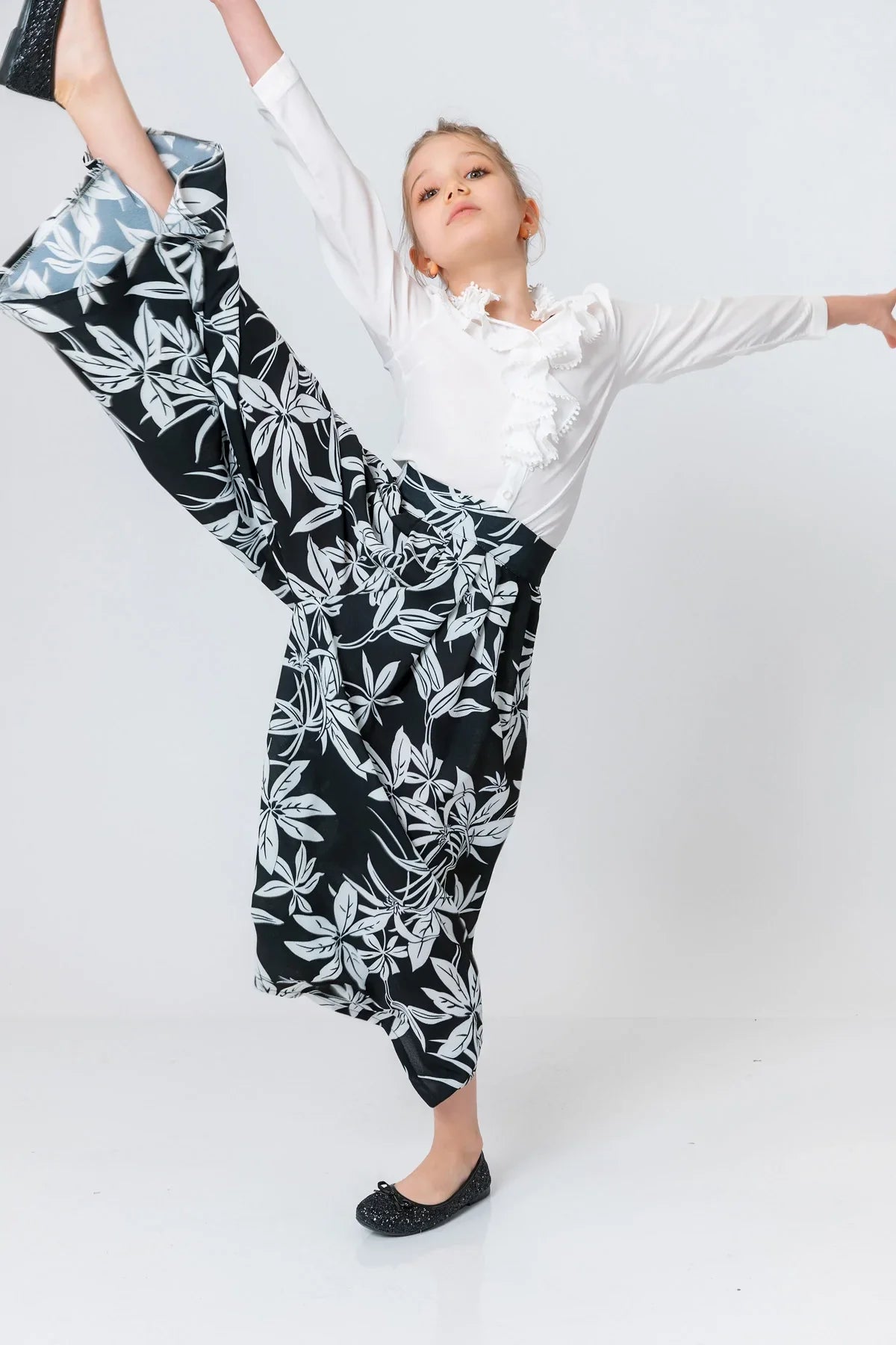 InCity Kids Girls Floral Print Wide Leg Fashion Pants InCity Boys & Girls