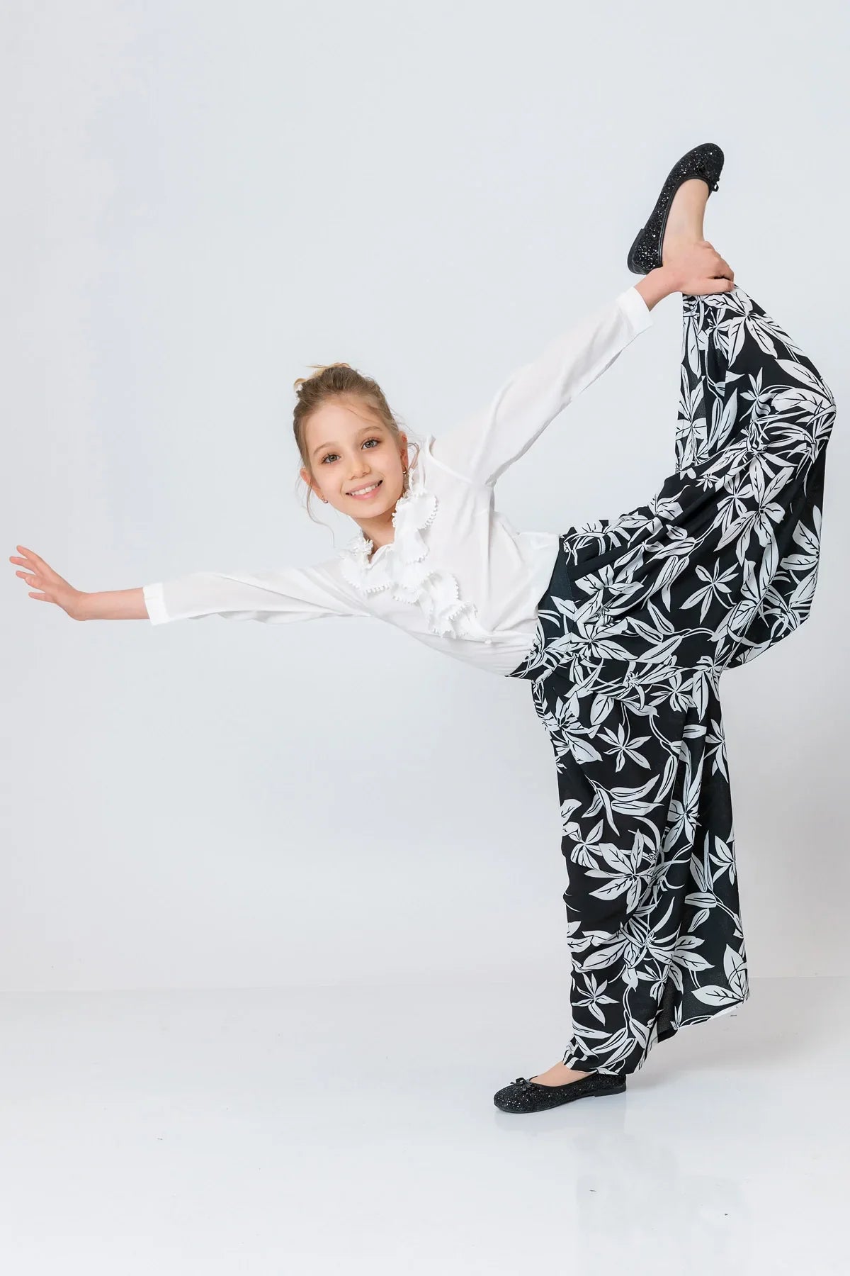 InCity Kids Girls Floral Print Wide Leg Fashion Pants InCity Boys & Girls