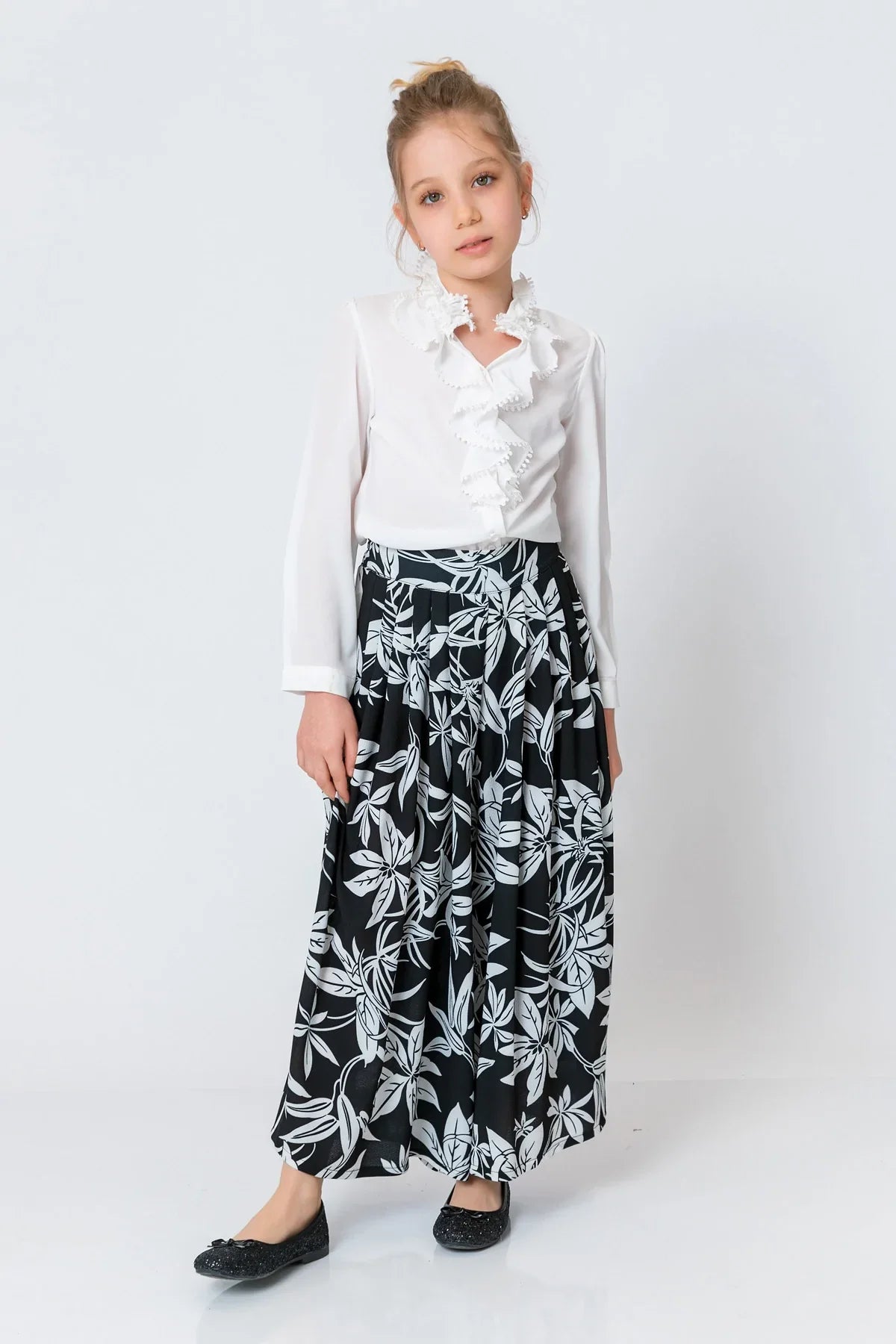 InCity Kids Girls Floral Print Wide Leg Fashion Pants InCity Boys & Girls