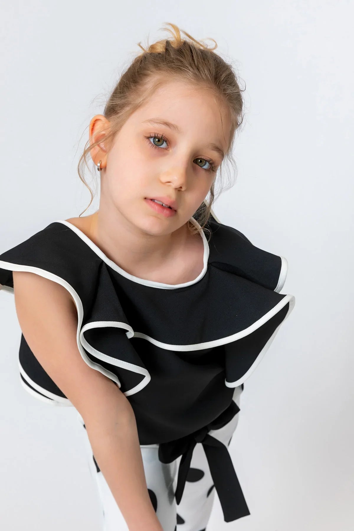 InCity Kids Girls Solid Cascade Ruffle Fashion Blouse InCity Boys & Girls