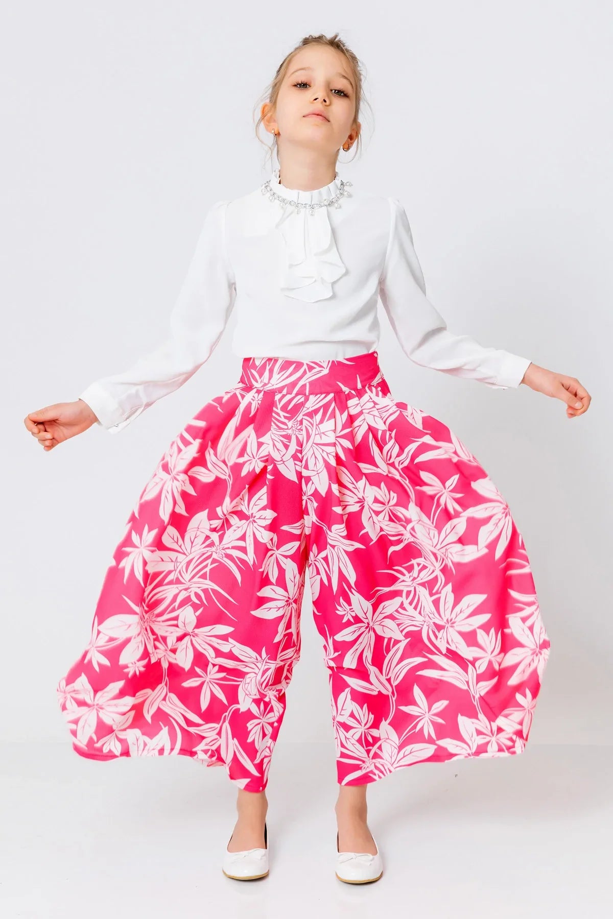 InCity Kids Girls Floral Print Wide Leg Fashion Pants InCity Boys & Girls