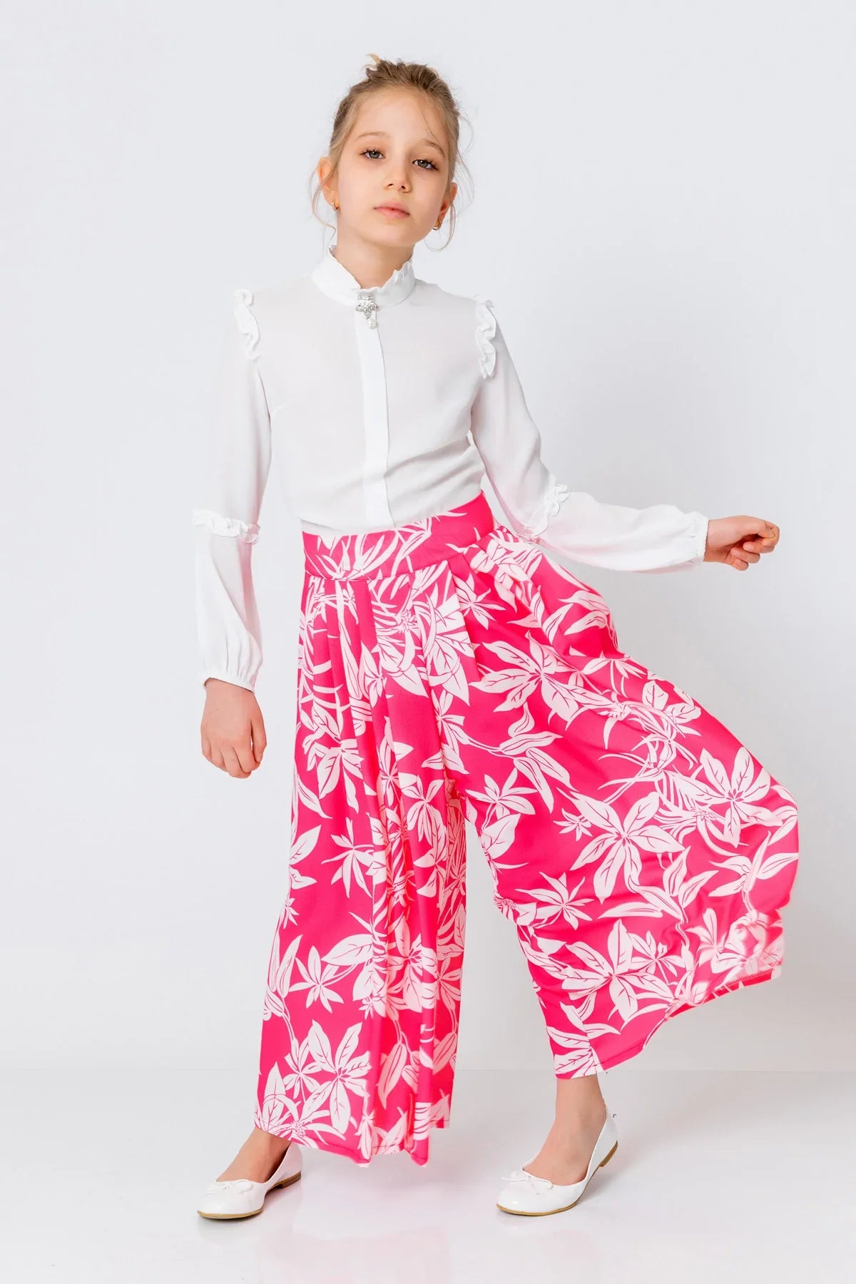 InCity Kids Girls Floral Print Wide Leg Fashion Pants InCity Boys & Girls