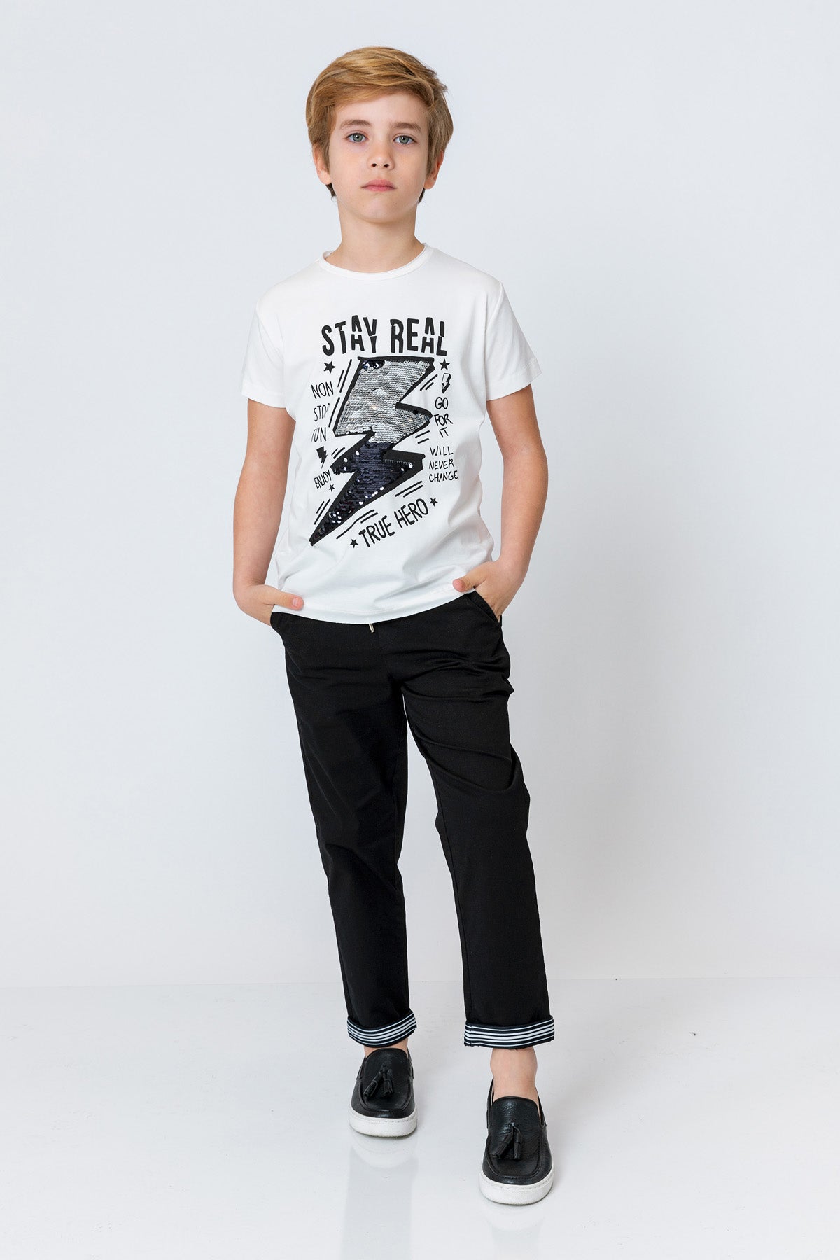 InCity Kids Boys Round Neck Short Sleeve Lightning T-Shirt InCity Boys & Girls