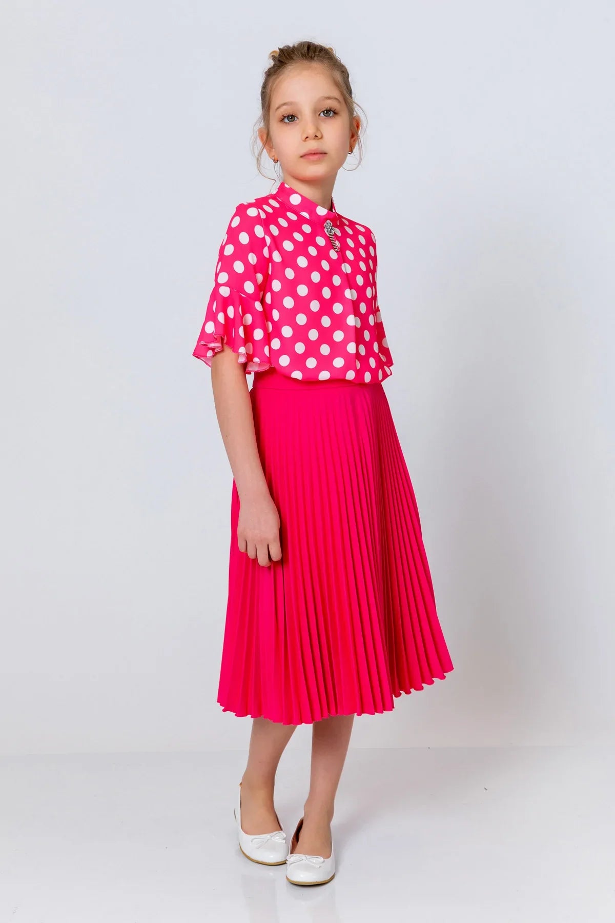 InCity Kids Girls Elastic Waist Solid Pleated Midi Skirt InCity Boys & Girls