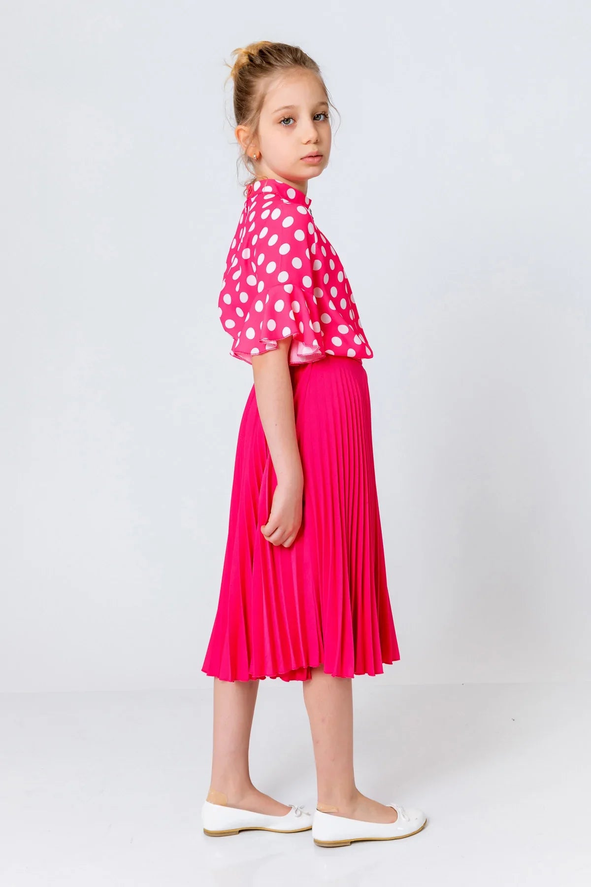 InCity Kids Girls Elastic Waist Solid Pleated Midi Skirt InCity Boys & Girls