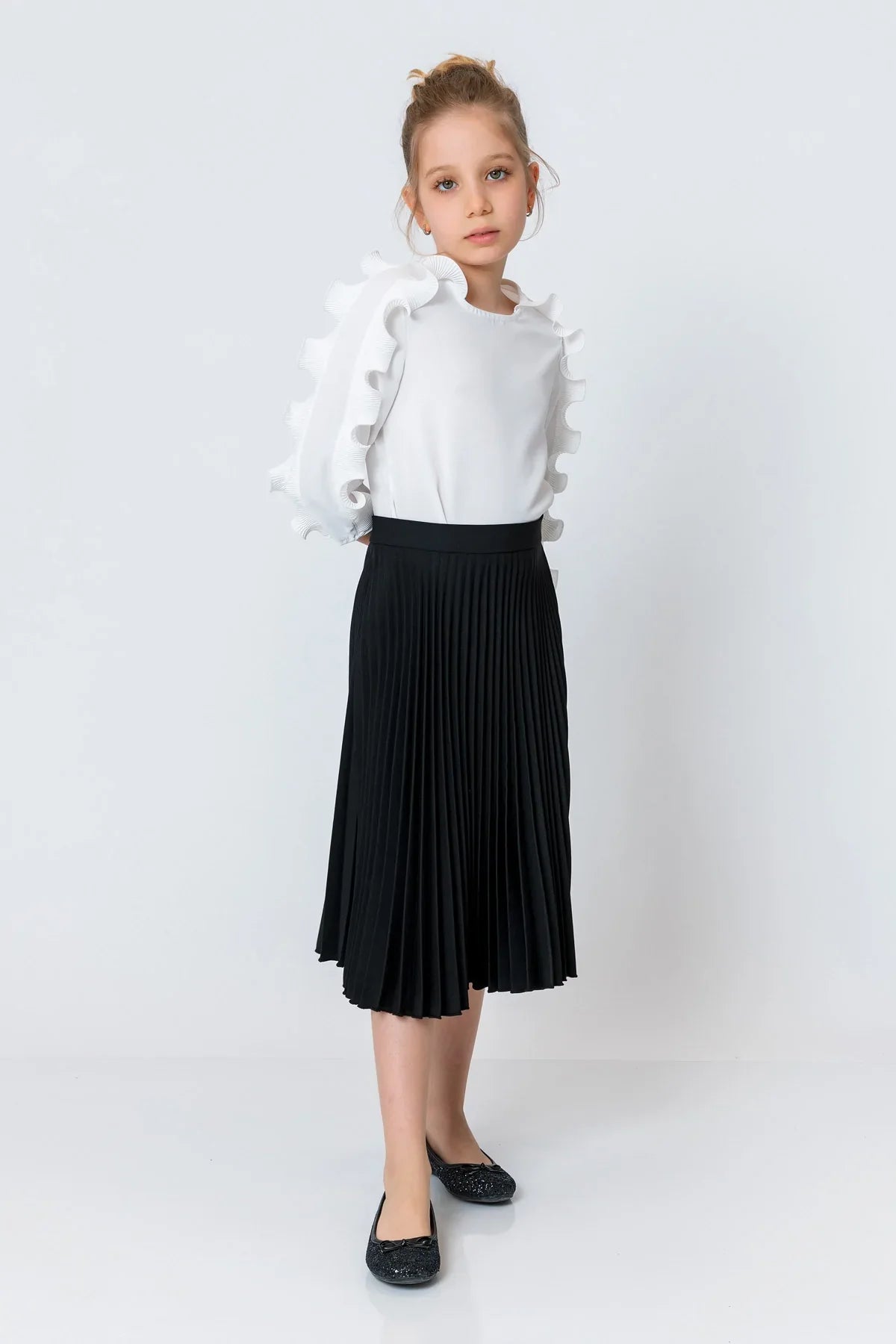 InCity Kids Girls Elastic Waist Solid Pleated Midi Skirt InCity Boys & Girls