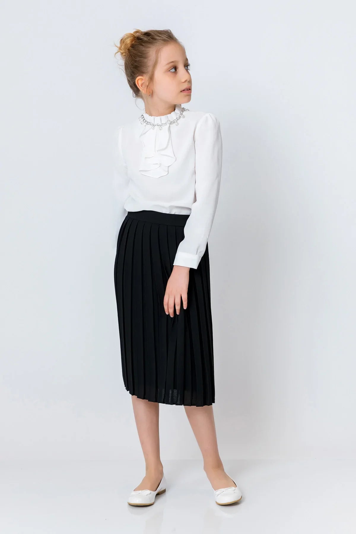 InCity Kids Girls Solid Pleated Zipper Midi Skirt InCity Boys & Girls