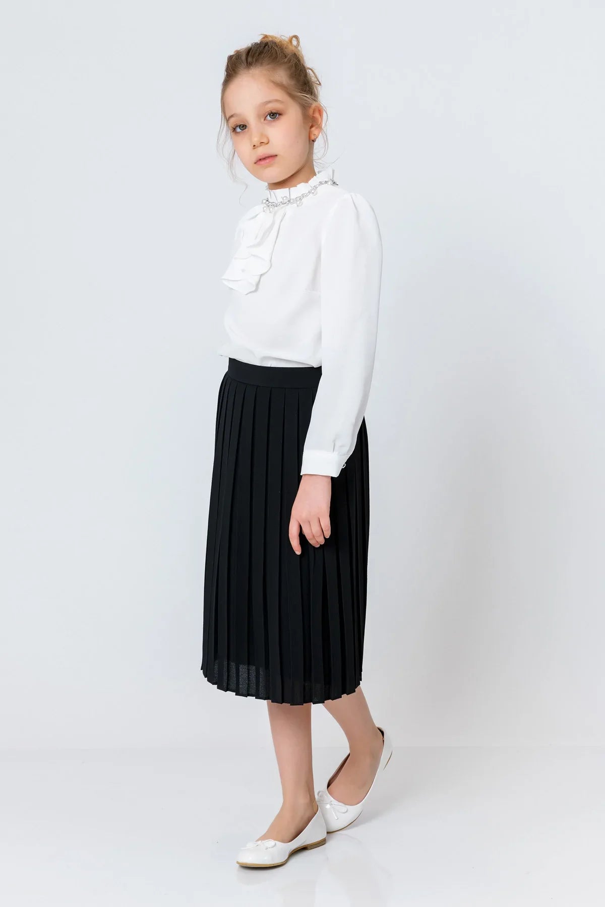 InCity Kids Girls Solid Pleated Zipper Midi Skirt InCity Boys & Girls