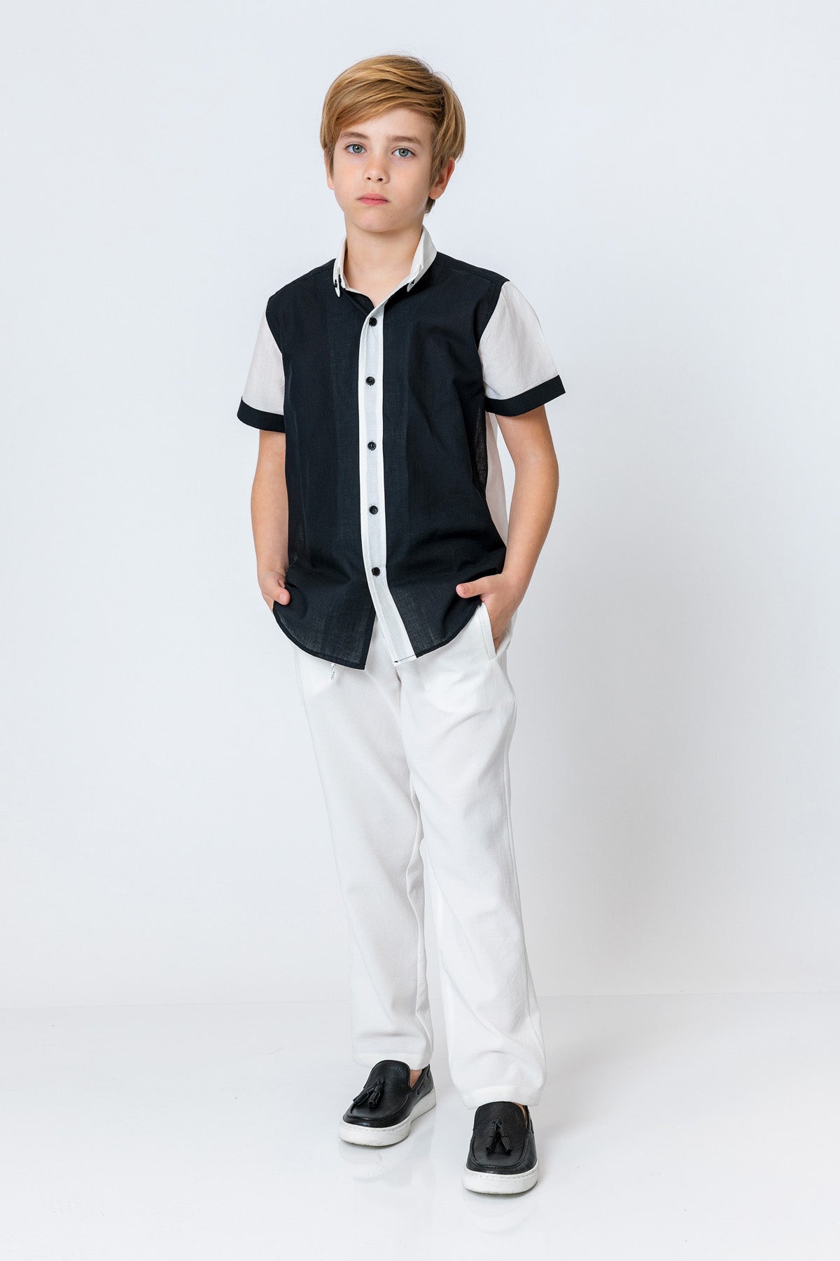 InCity Kids Boys Collared Button Down Multicolor Short Sleeve Dress Shirt InCity Boys & Girls