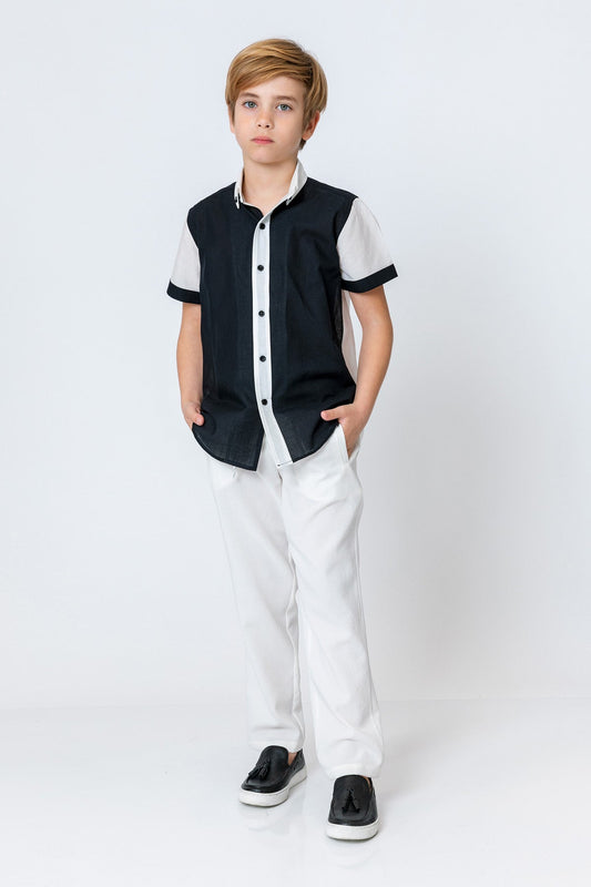 InCity Kids Boys Collared Button Down Multicolor Short Sleeve Dress Shirt InCity Boys & Girls