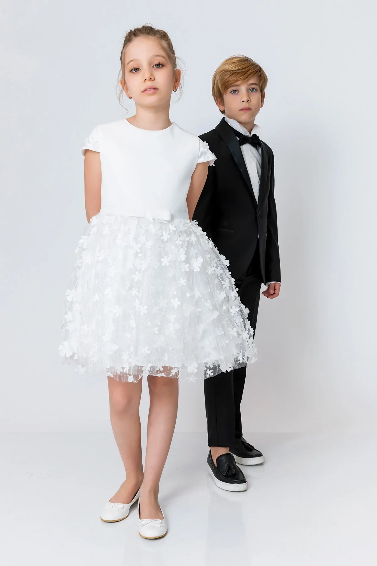 InCity Kids Girls Short Sleeve Belted Floral Tulle Dress InCity Boys & Girls