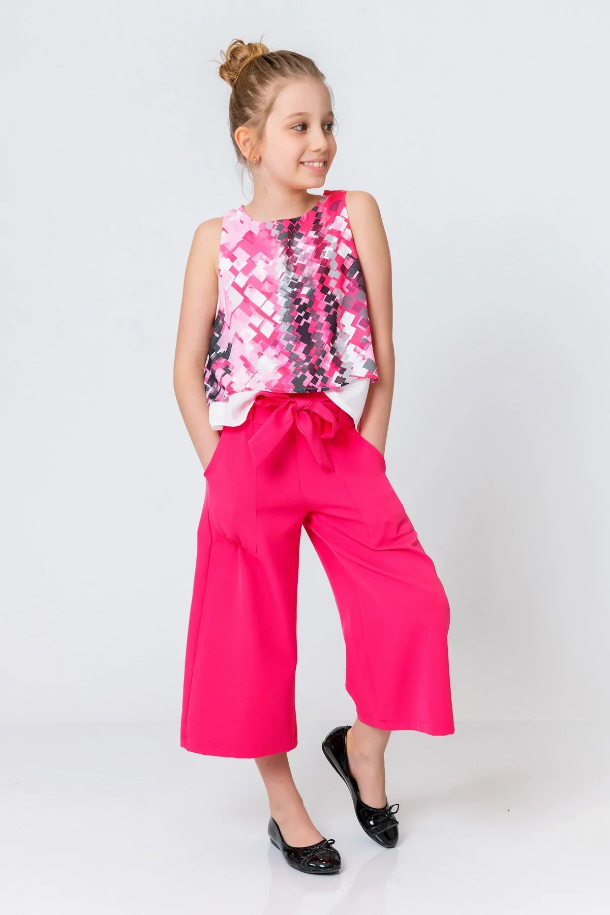 InCity Kids Girls Sleeveless Back Zipper Printed Dress Blouse InCity Boys & Girls