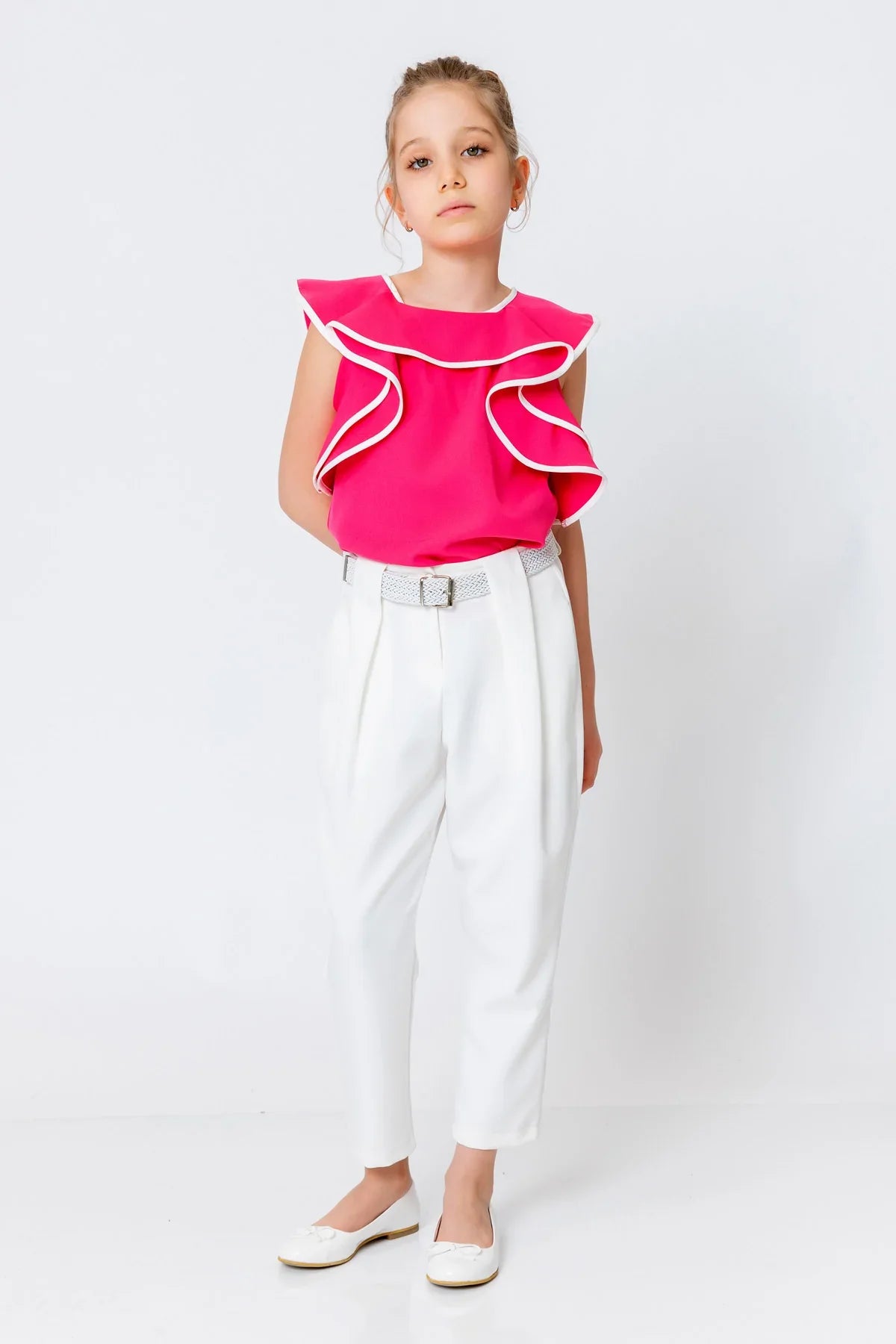 InCity Kids Girls Solid Cascade Ruffle Fashion Blouse InCity Boys & Girls